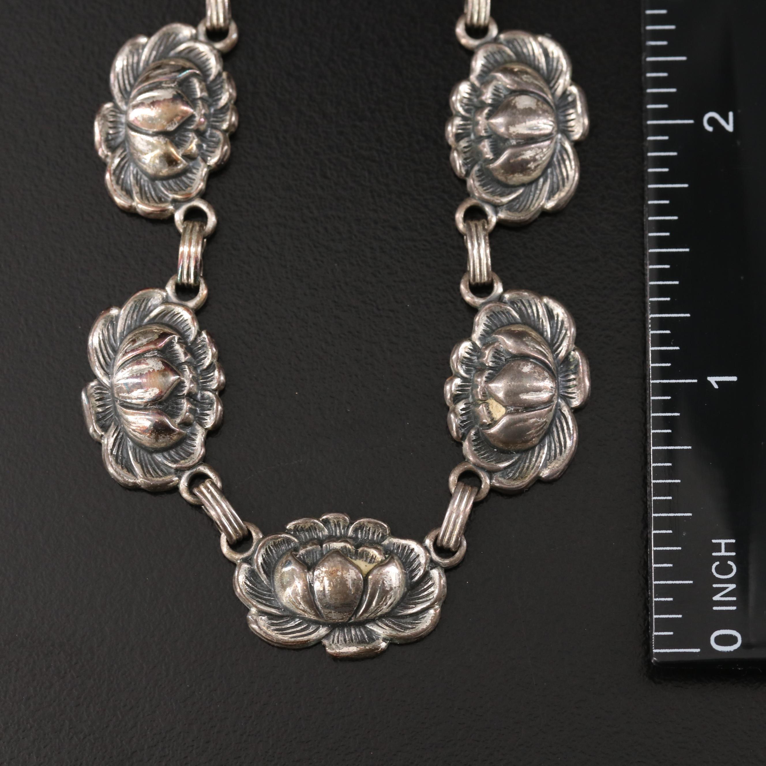 Danecraft Lotus Blossom Necklace and Turquoise Featured in Sterling Jewelry