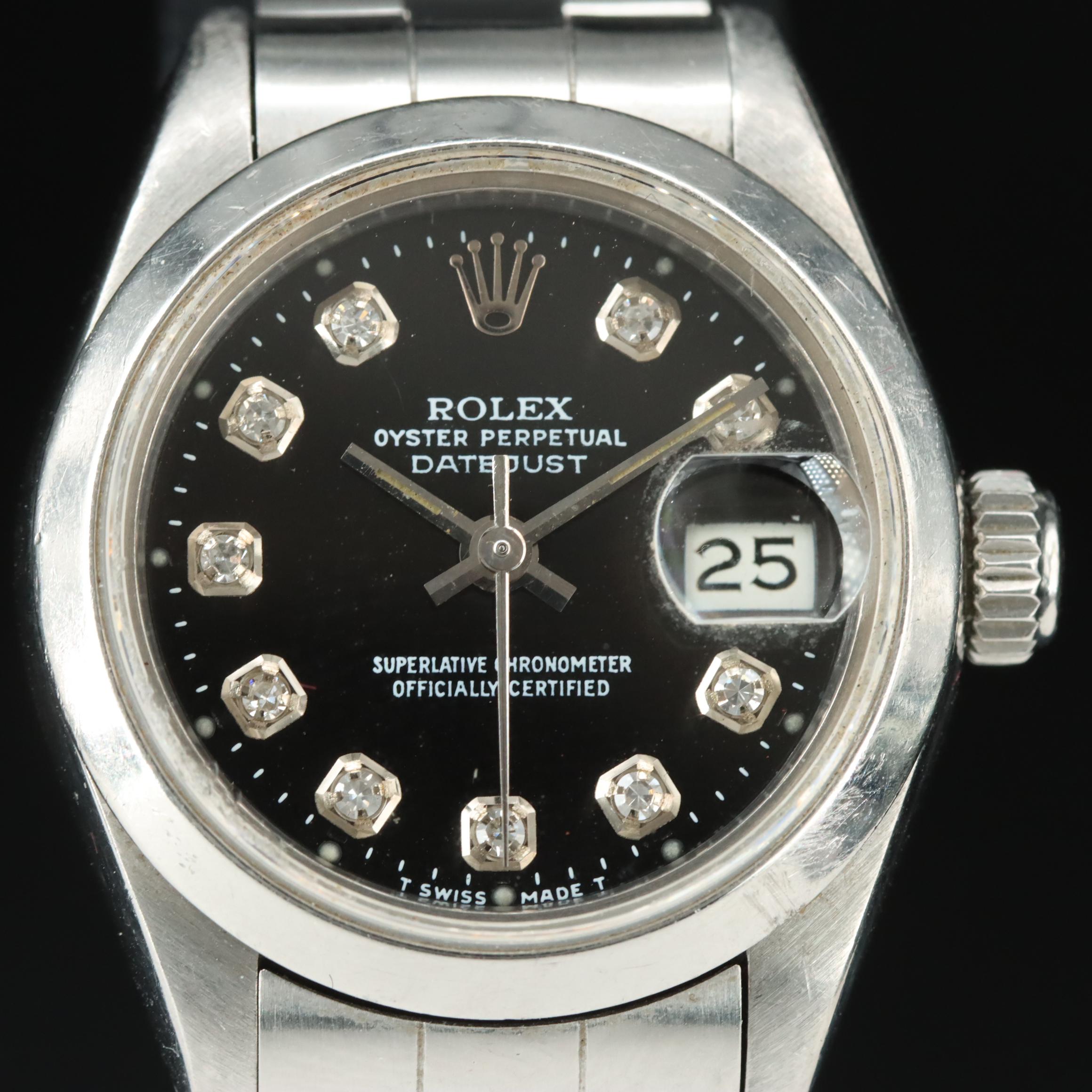 1983 Rolex Custom Diamond Dial Datejust Watch