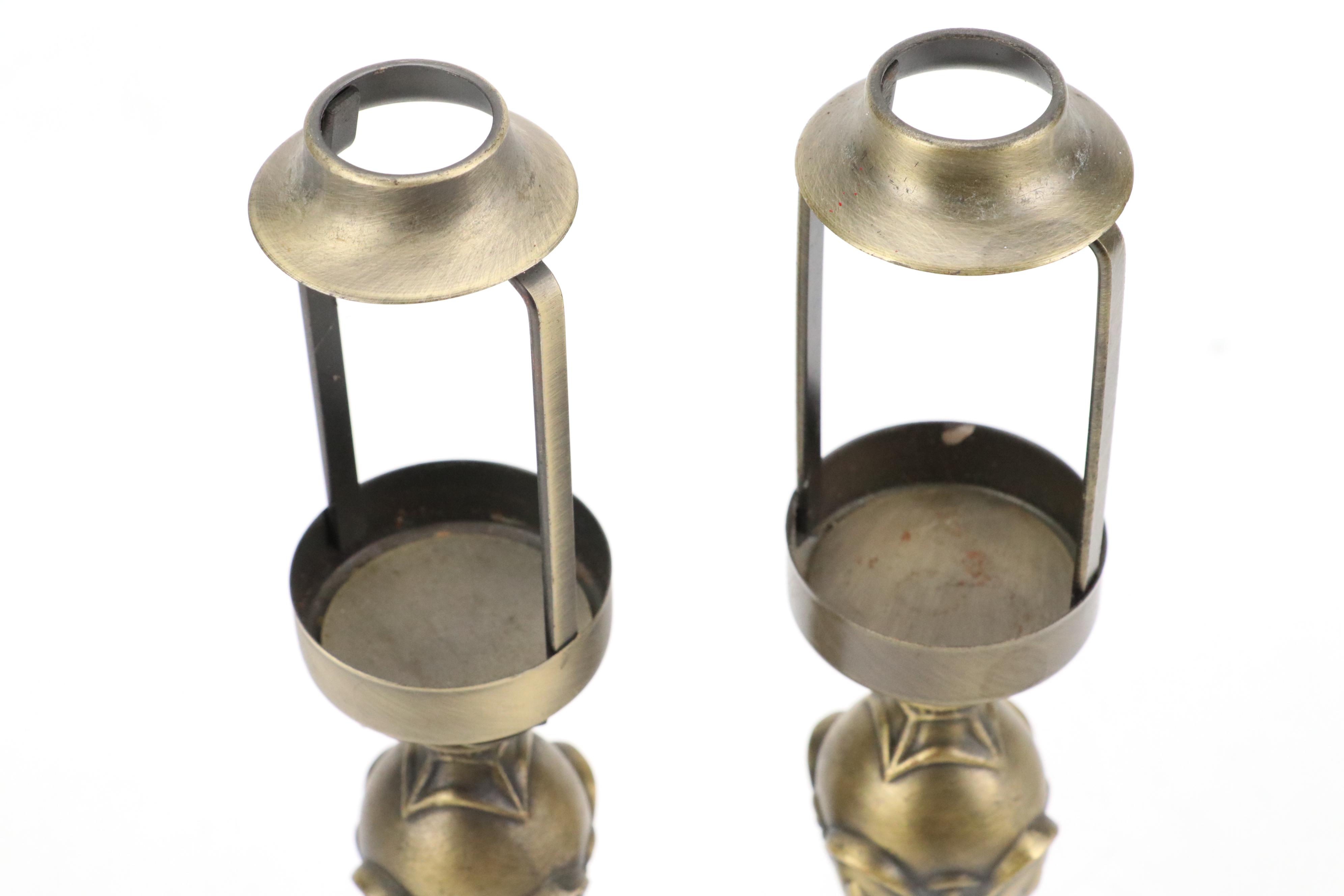 Partylite Stained Glass and Metal Tea Light Holder Lamps with Hydrangea Motif