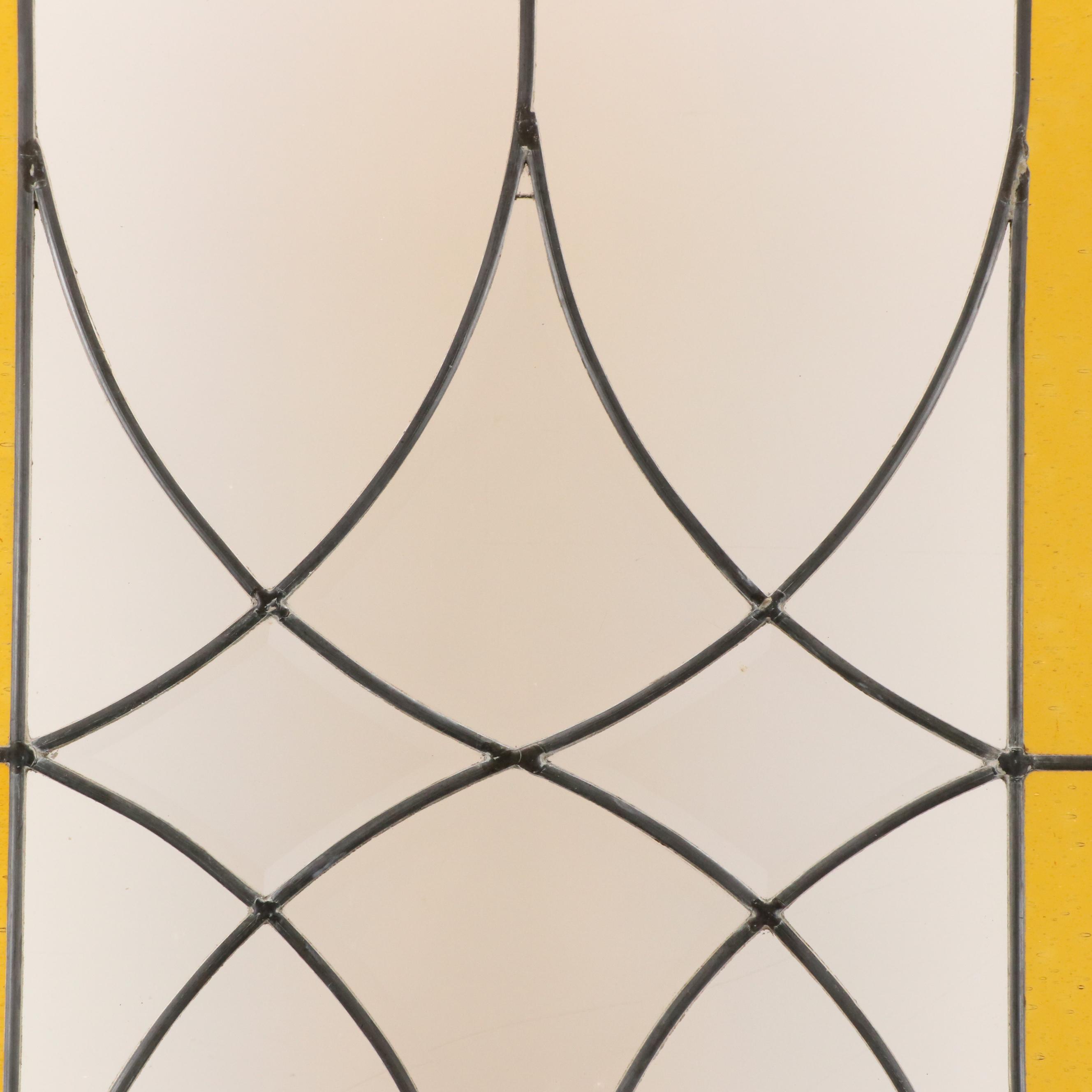 Leaded Red and Gold Stained Glass Window Panel, 20th Century