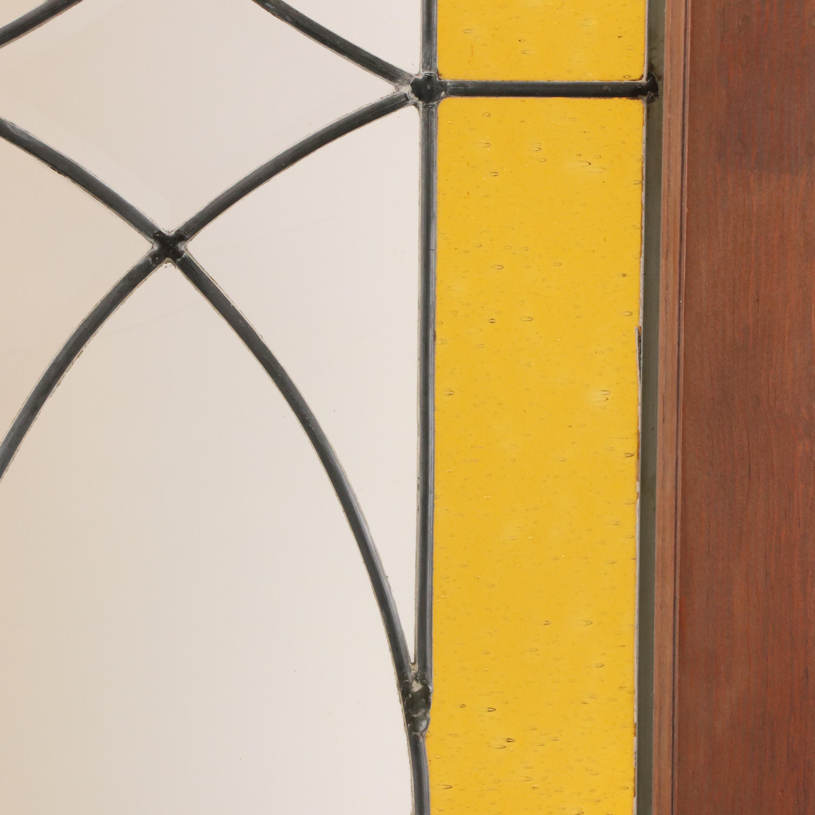 Leaded Red and Gold Stained Glass Window Panel, 20th Century