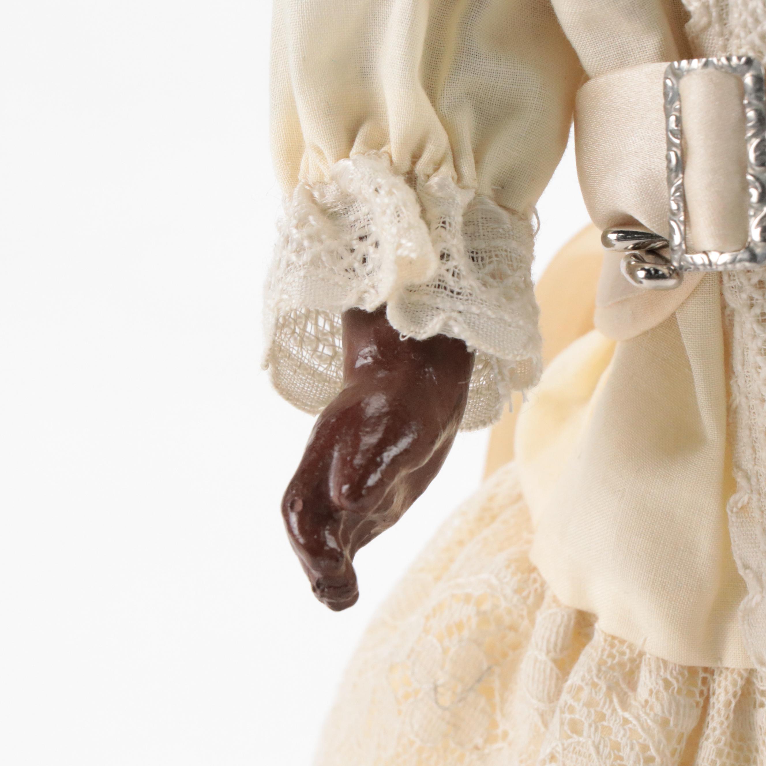 German Open Mouth Black Bisque Child Doll with Composition Body