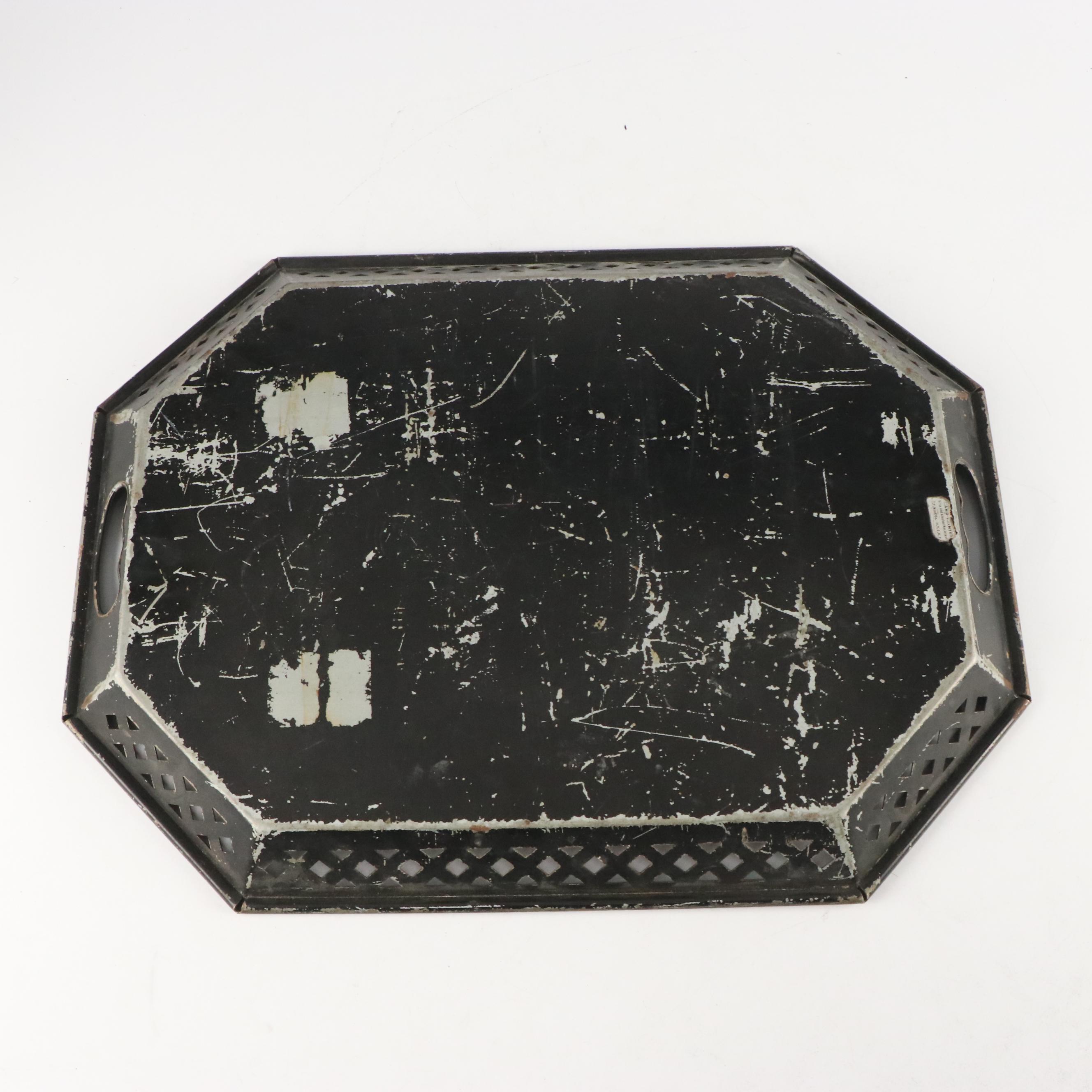 Nashco Products and Other Hand-Painted Toleware Trays, Mid-20th Century