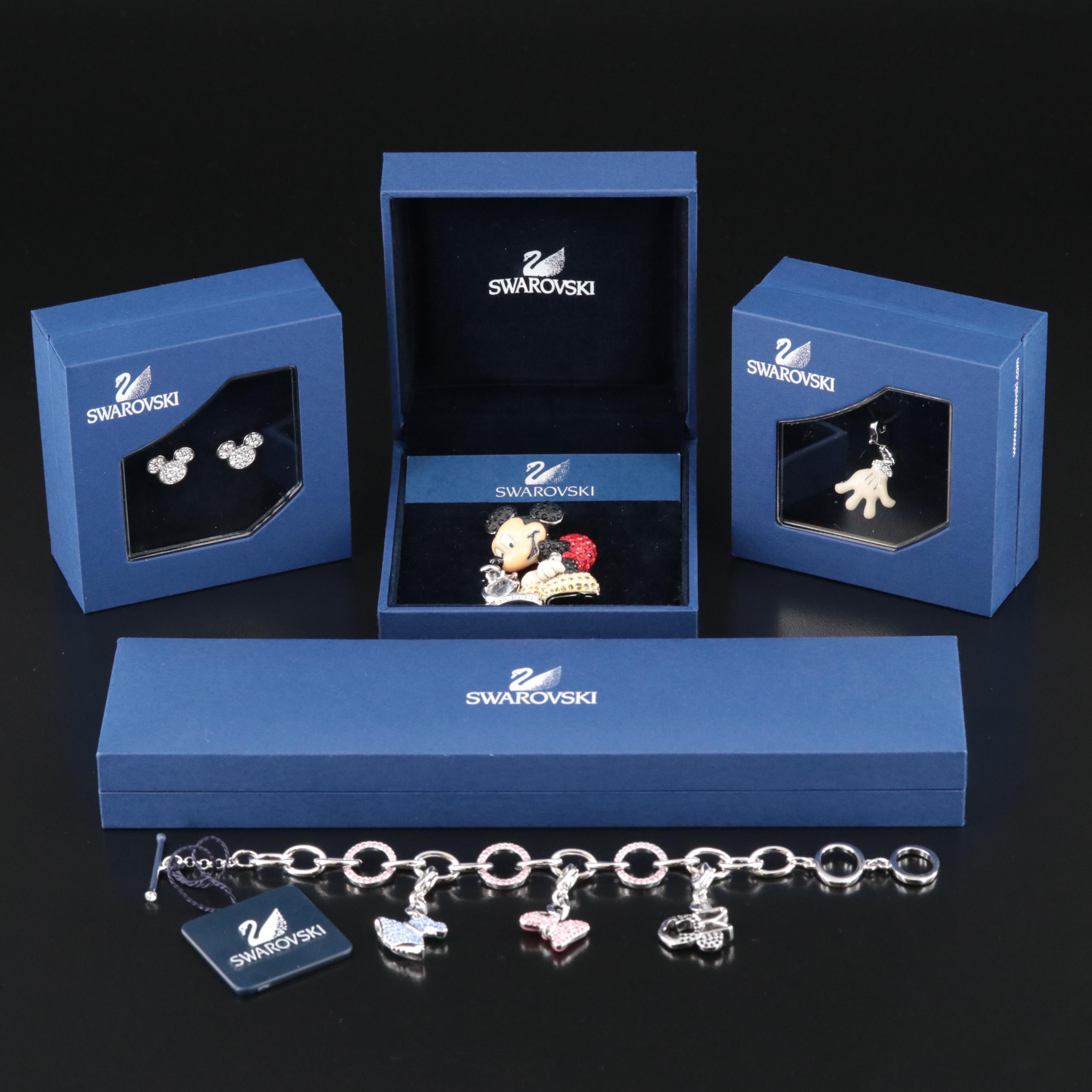 Swarovski for Disney Mickey and Minnie Mouse Themed Crystal and Enamel Jewelry
