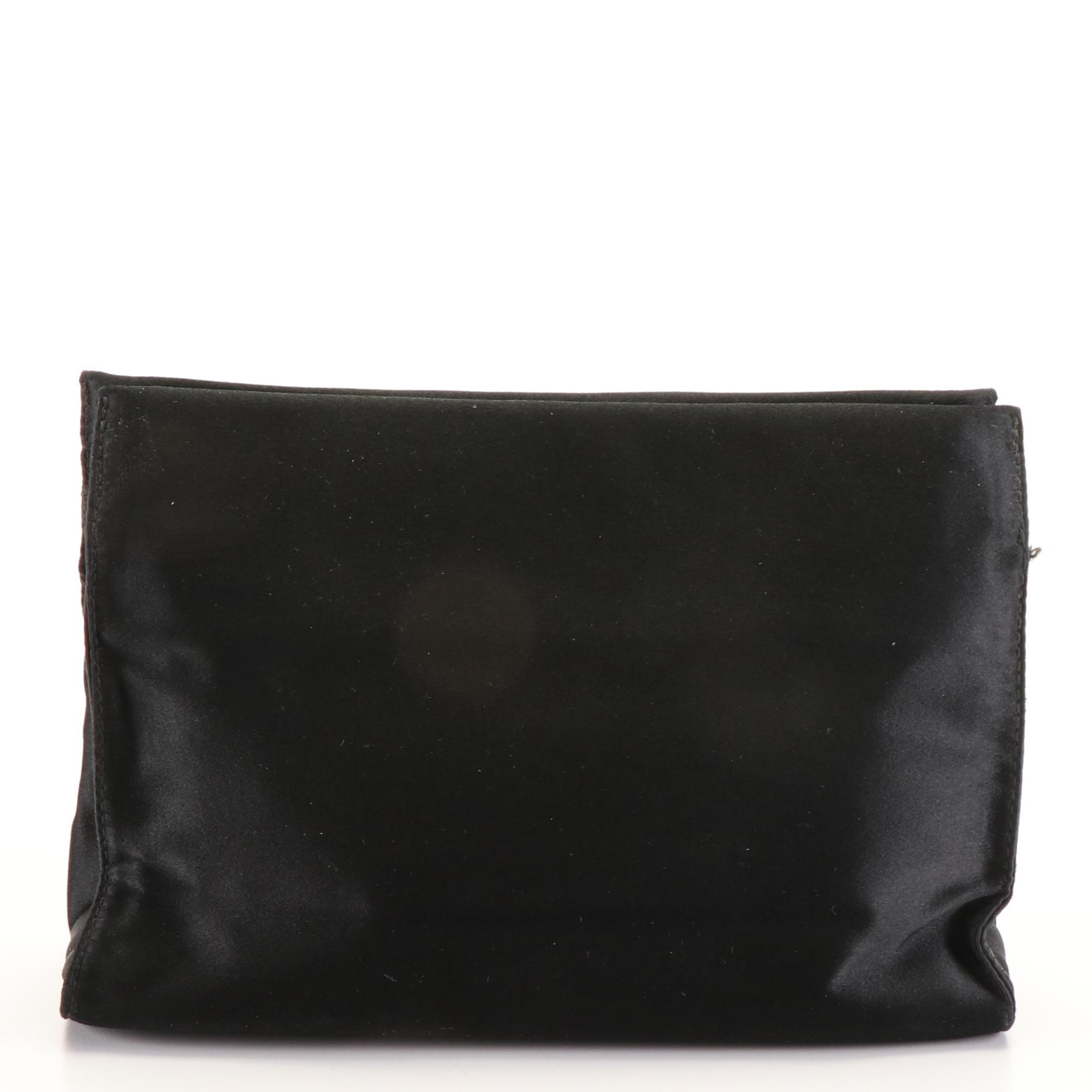 Prada Black Satin Drawstring Pouch/Clutch Bag