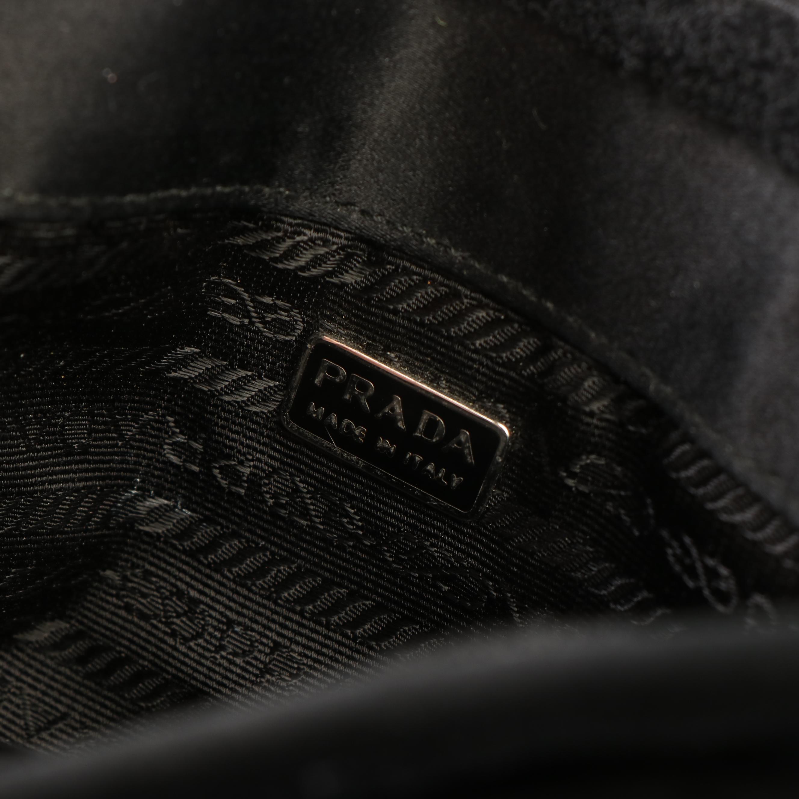 Prada Black Satin Drawstring Pouch/Clutch Bag