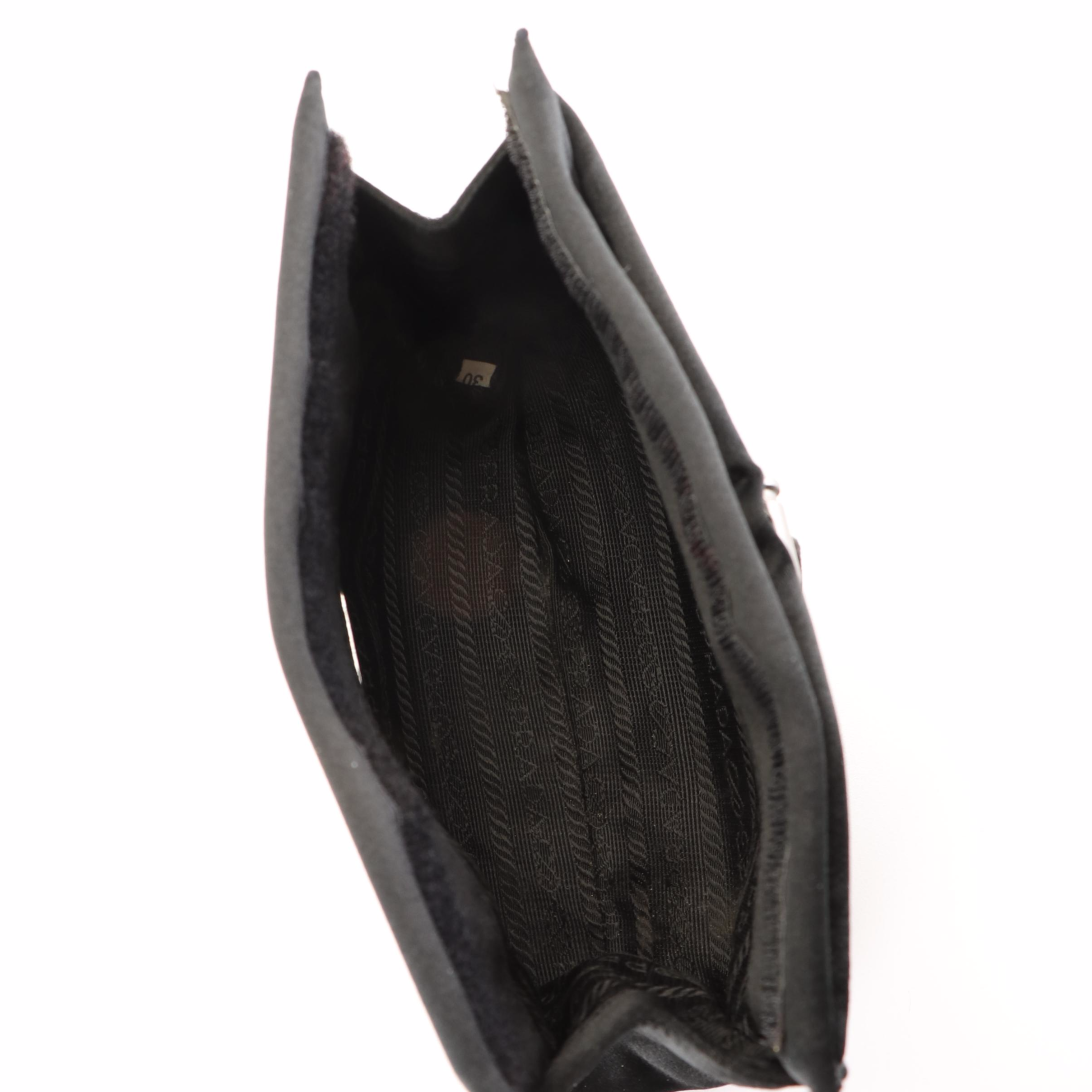 Prada Black Satin Drawstring Pouch/Clutch Bag