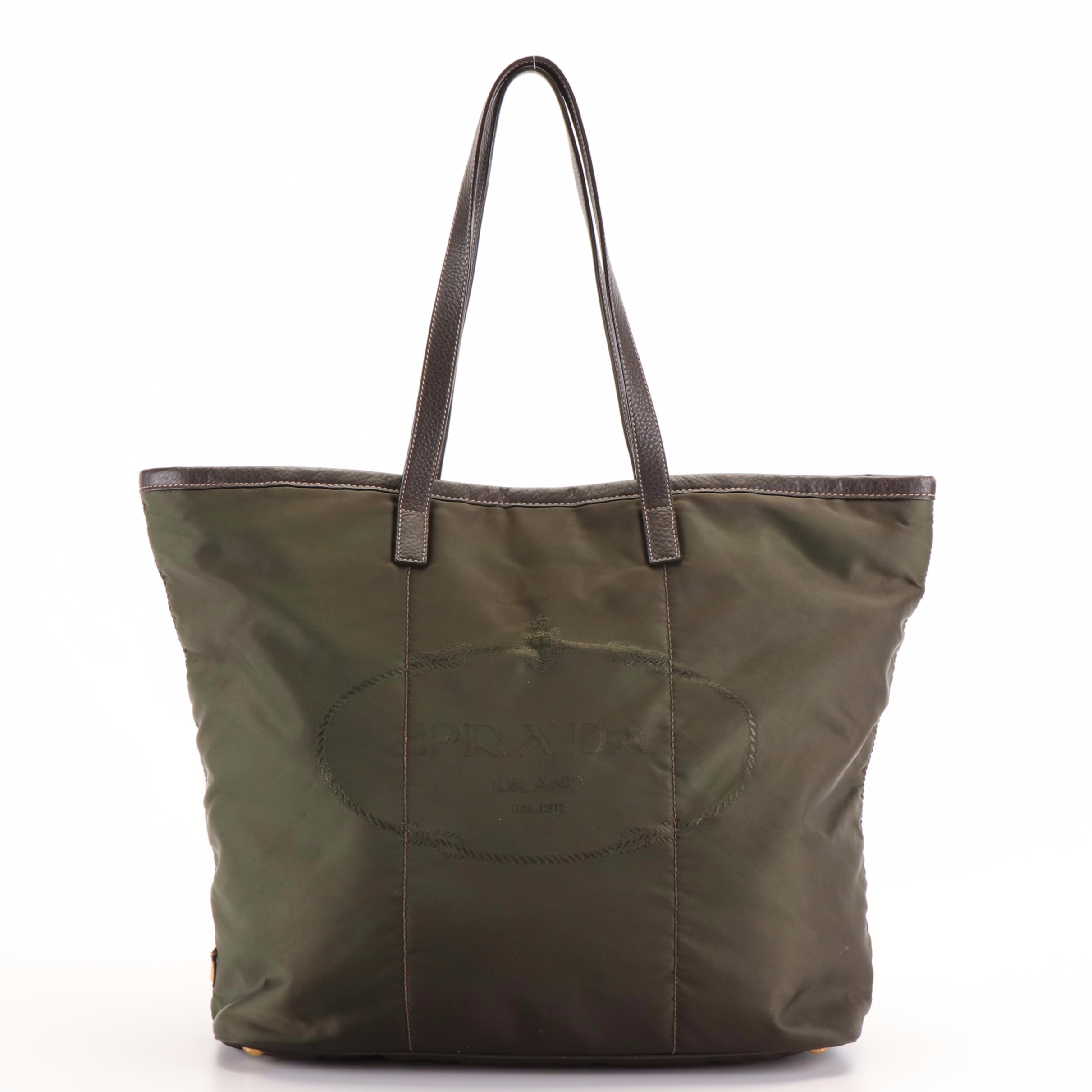 Prada Green Nylon Tessuto City Tote Bag