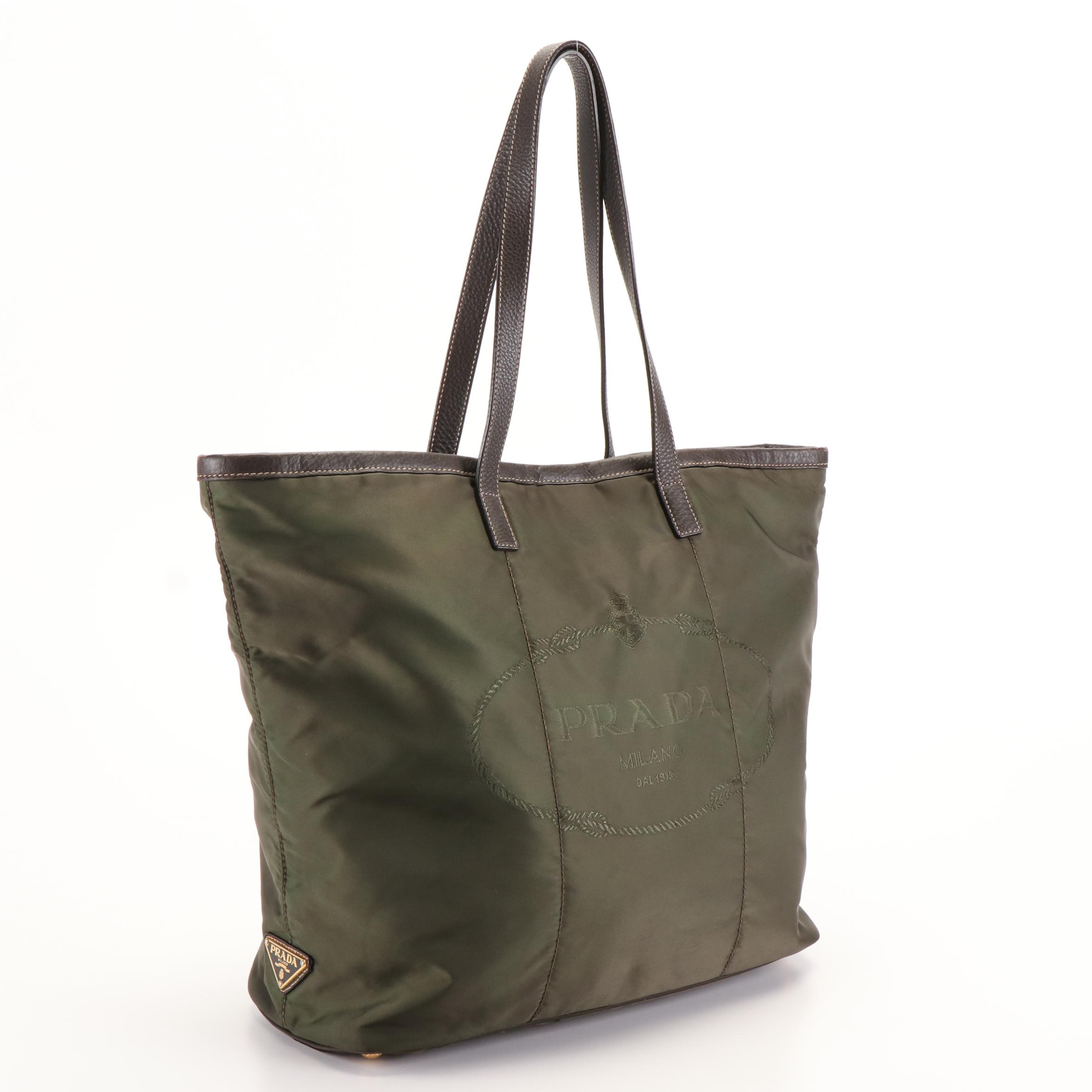 Prada Green Nylon Tessuto City Tote Bag