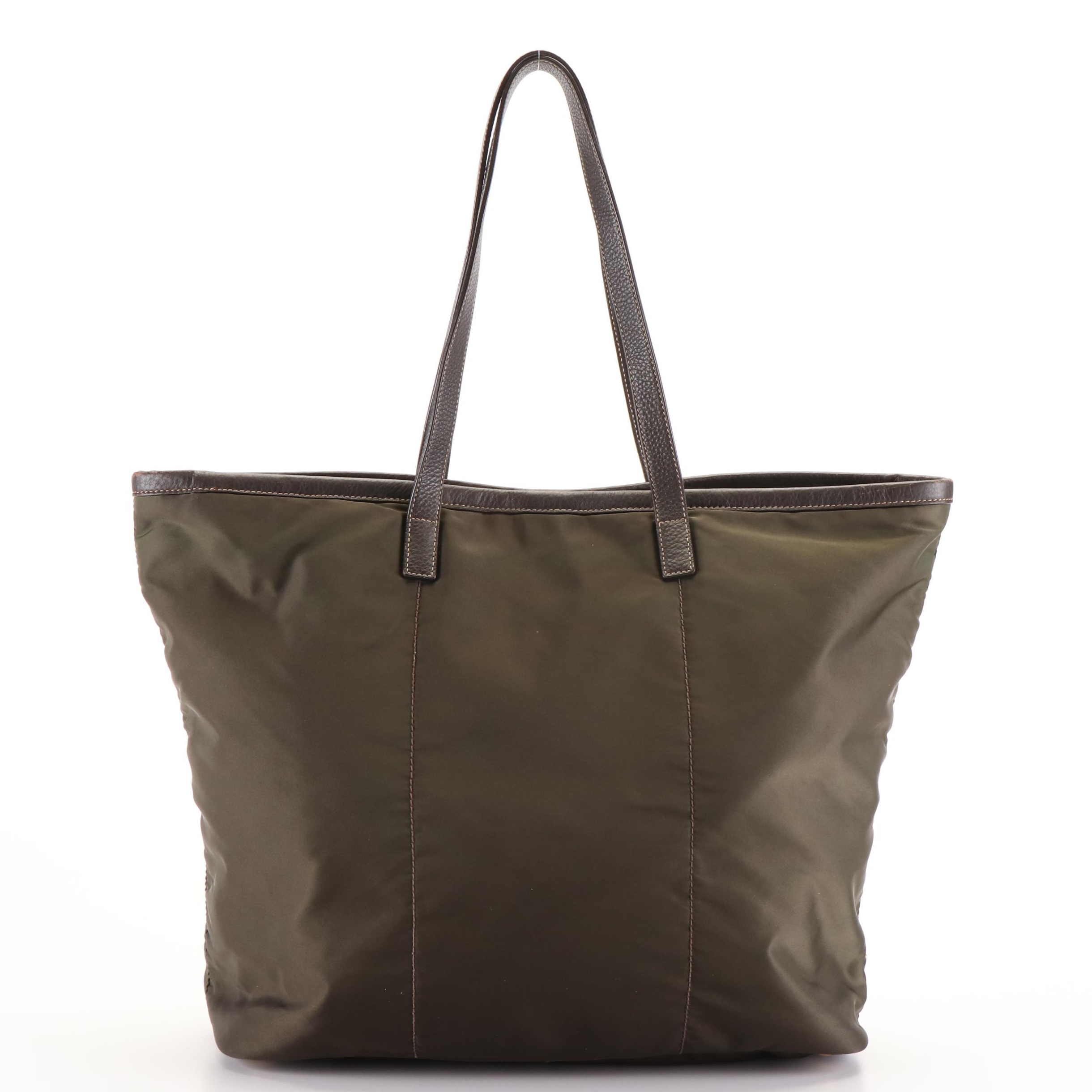 Prada Green Nylon Tessuto City Tote Bag