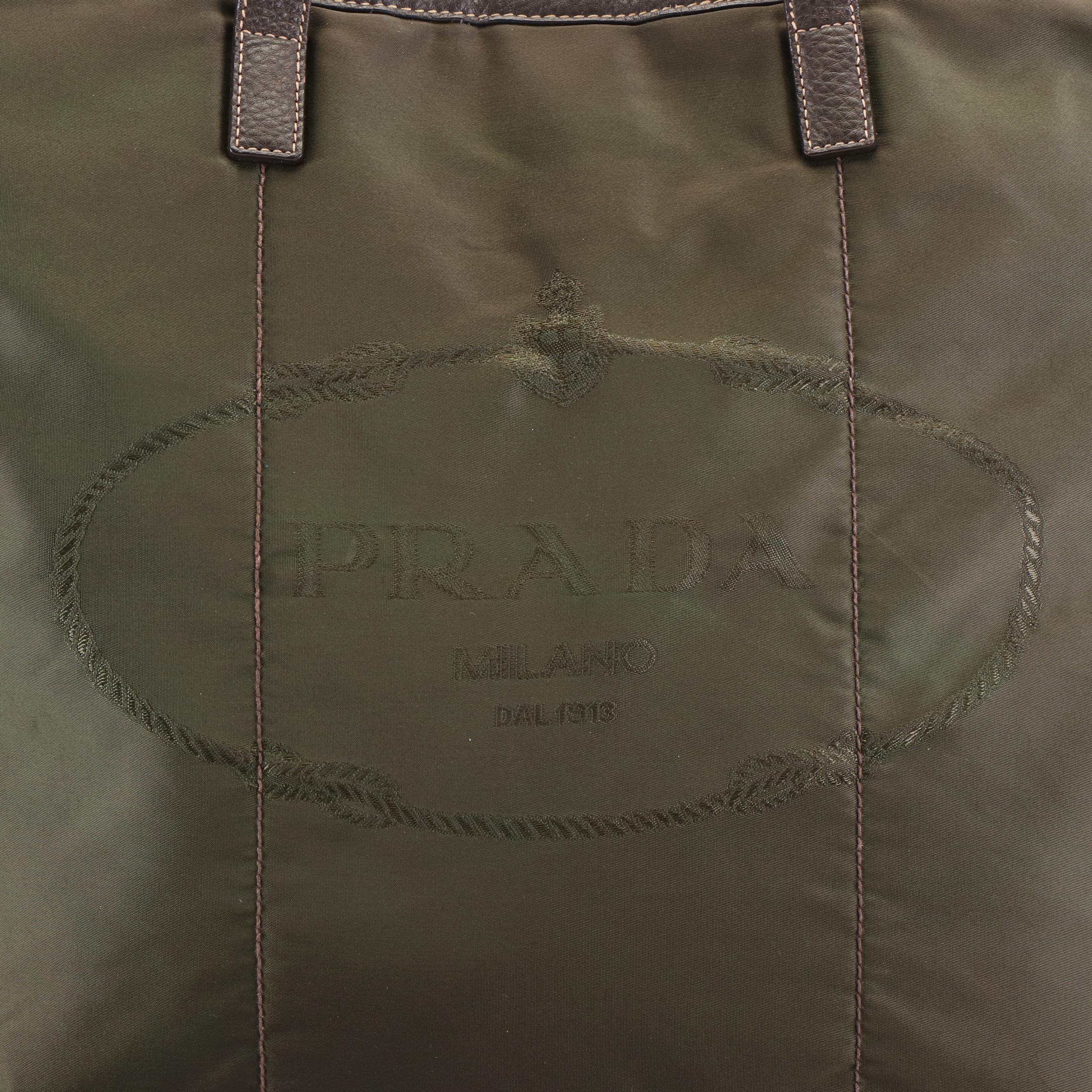 Prada Green Nylon Tessuto City Tote Bag