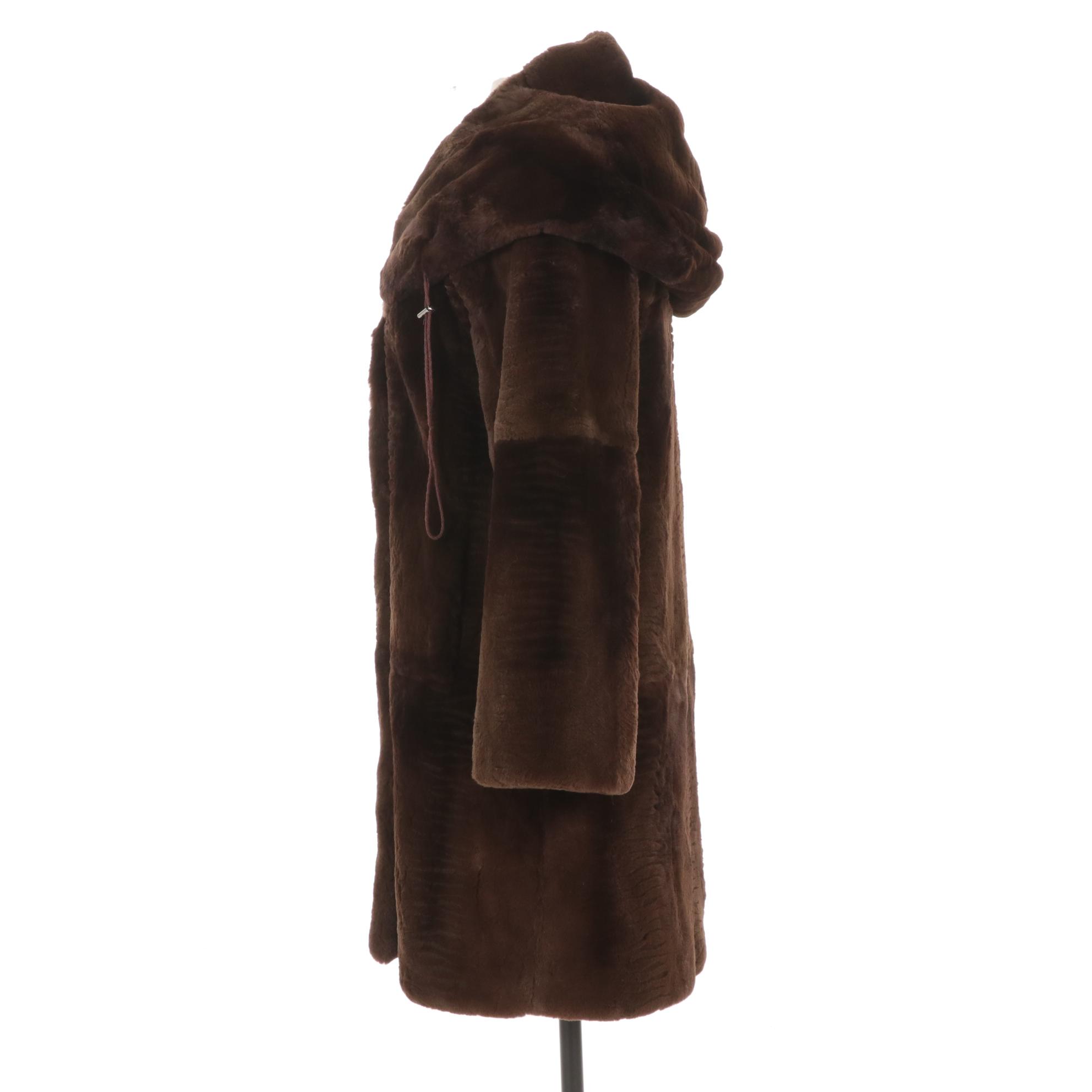 Belle Fare Sheared Mink Hooded Fur Jacket
