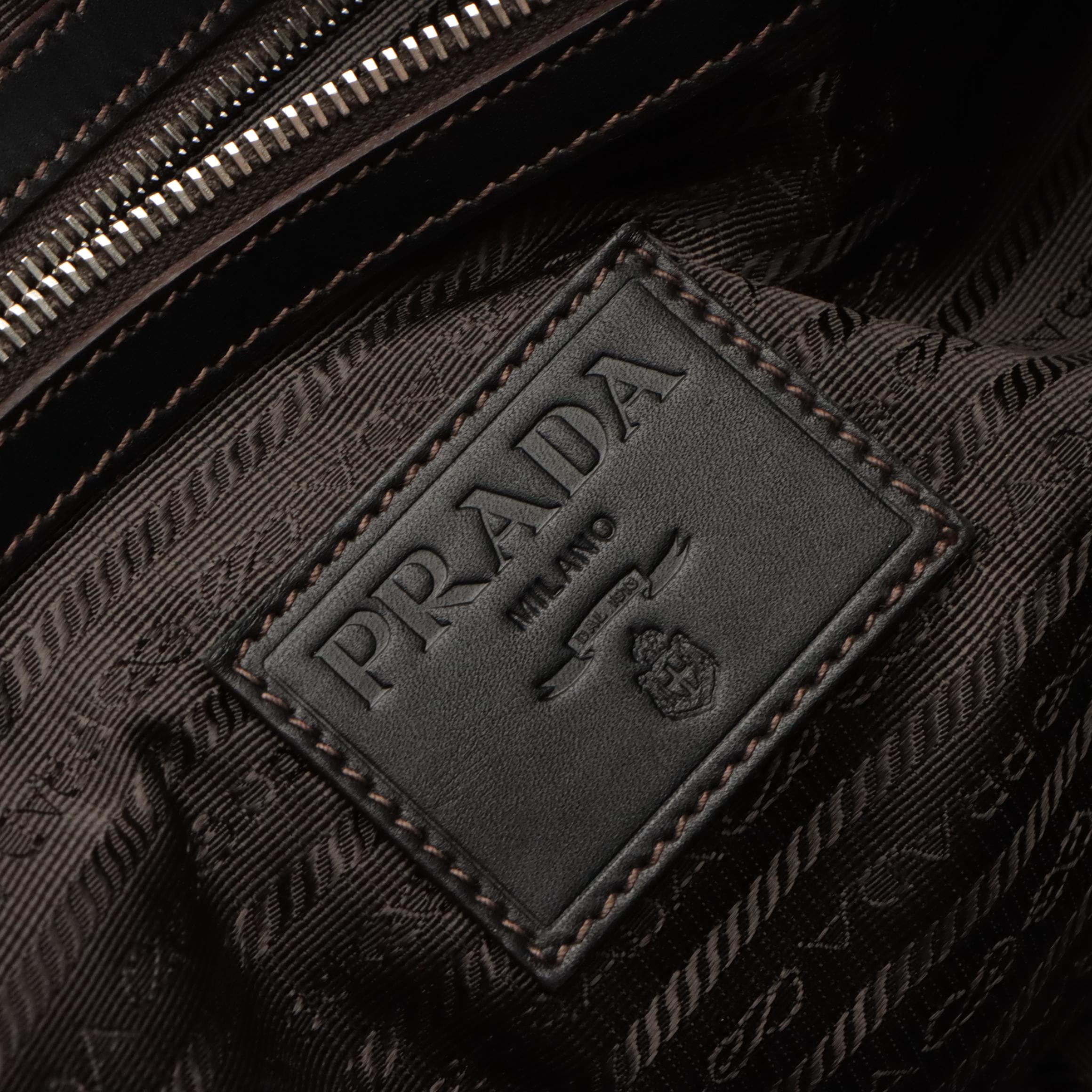 Prada Travel Duffel Suitcase in Monogram Canapa Canvas and Leather