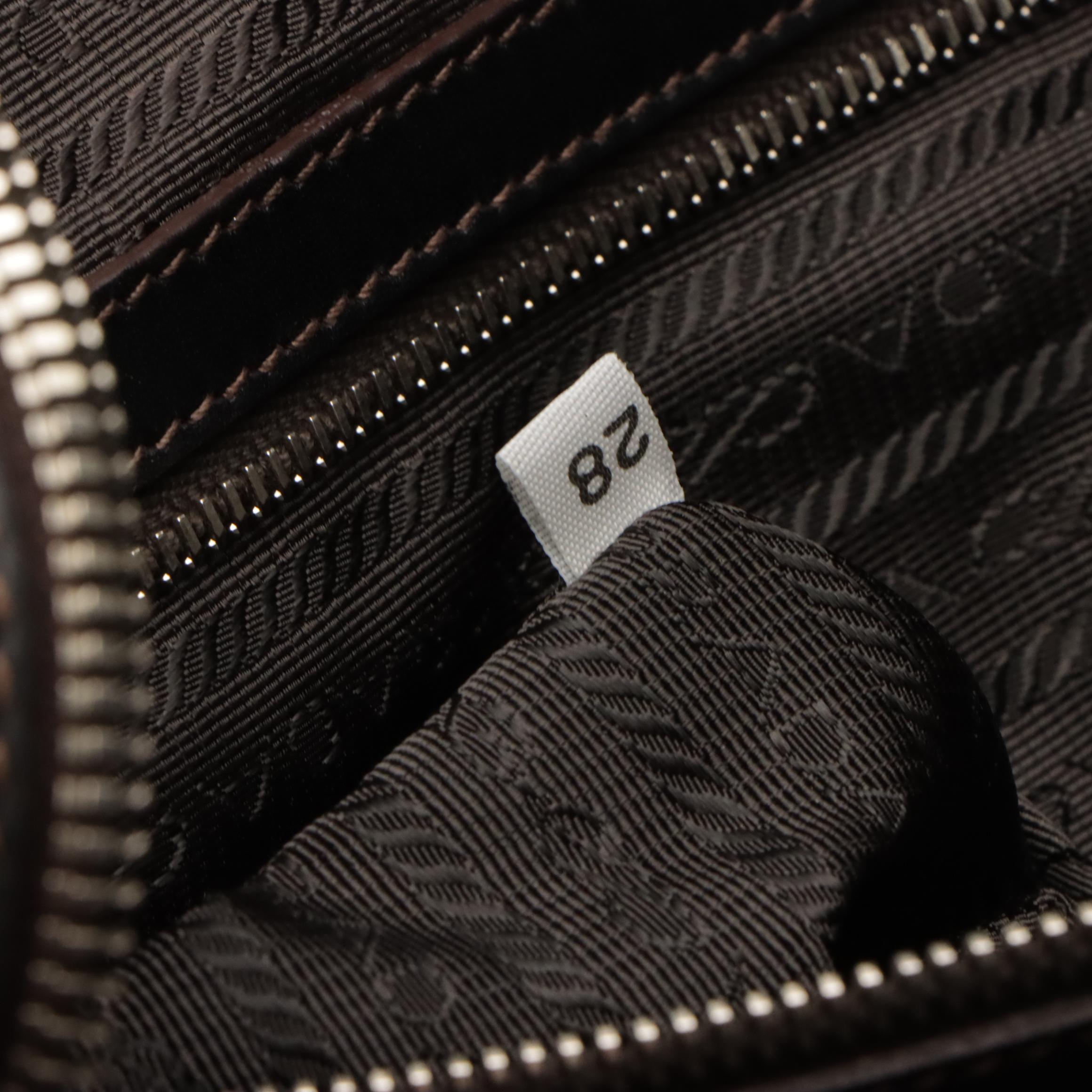 Prada Travel Duffel Suitcase in Monogram Canapa Canvas and Leather