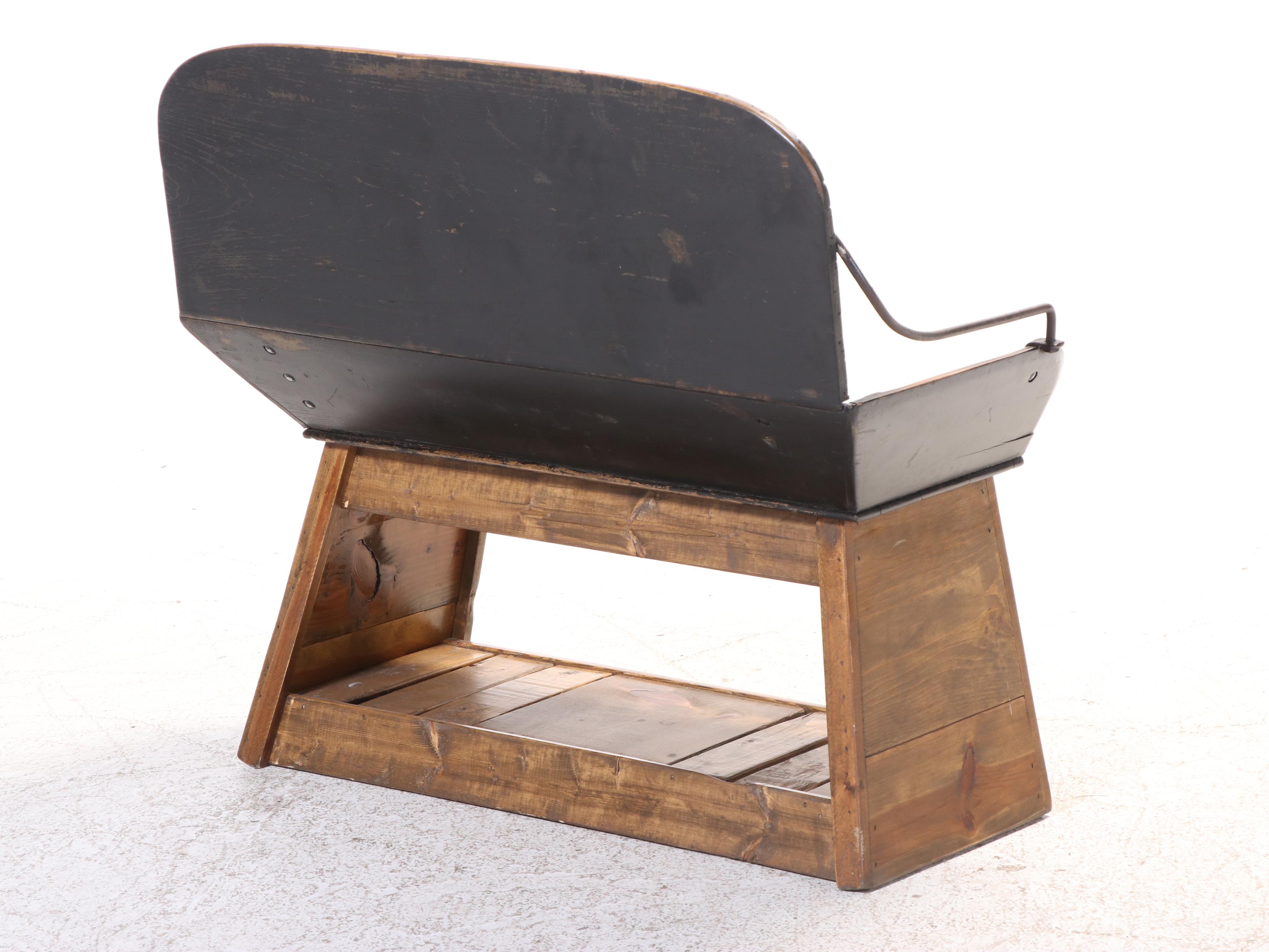 American Iron-Mounted Poplar and Pine Buggy Seat Bench, Adapted