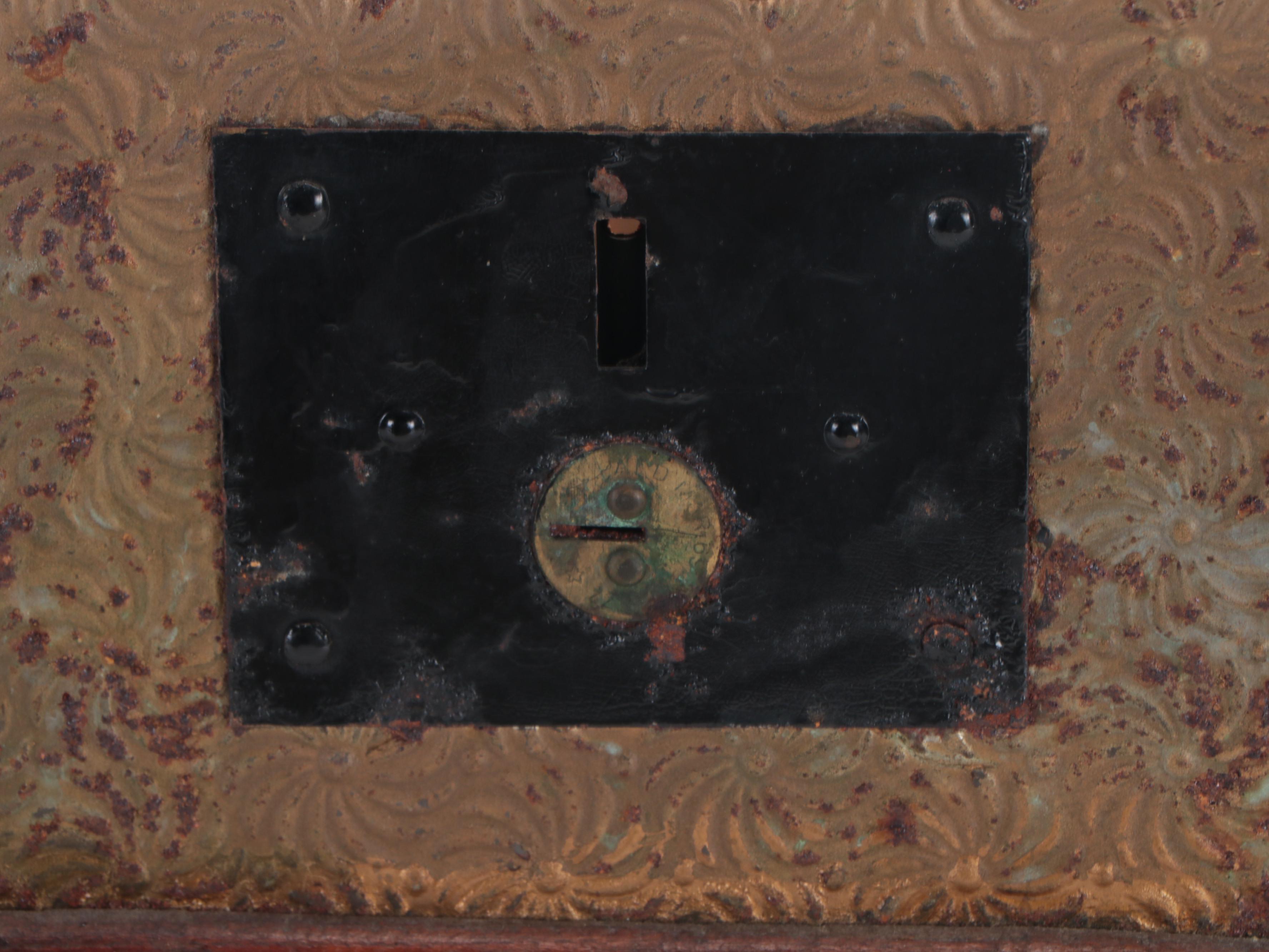 Late Victorian Wood and Metal Dome Top Trunk, Late 19th/ Early 20th Century