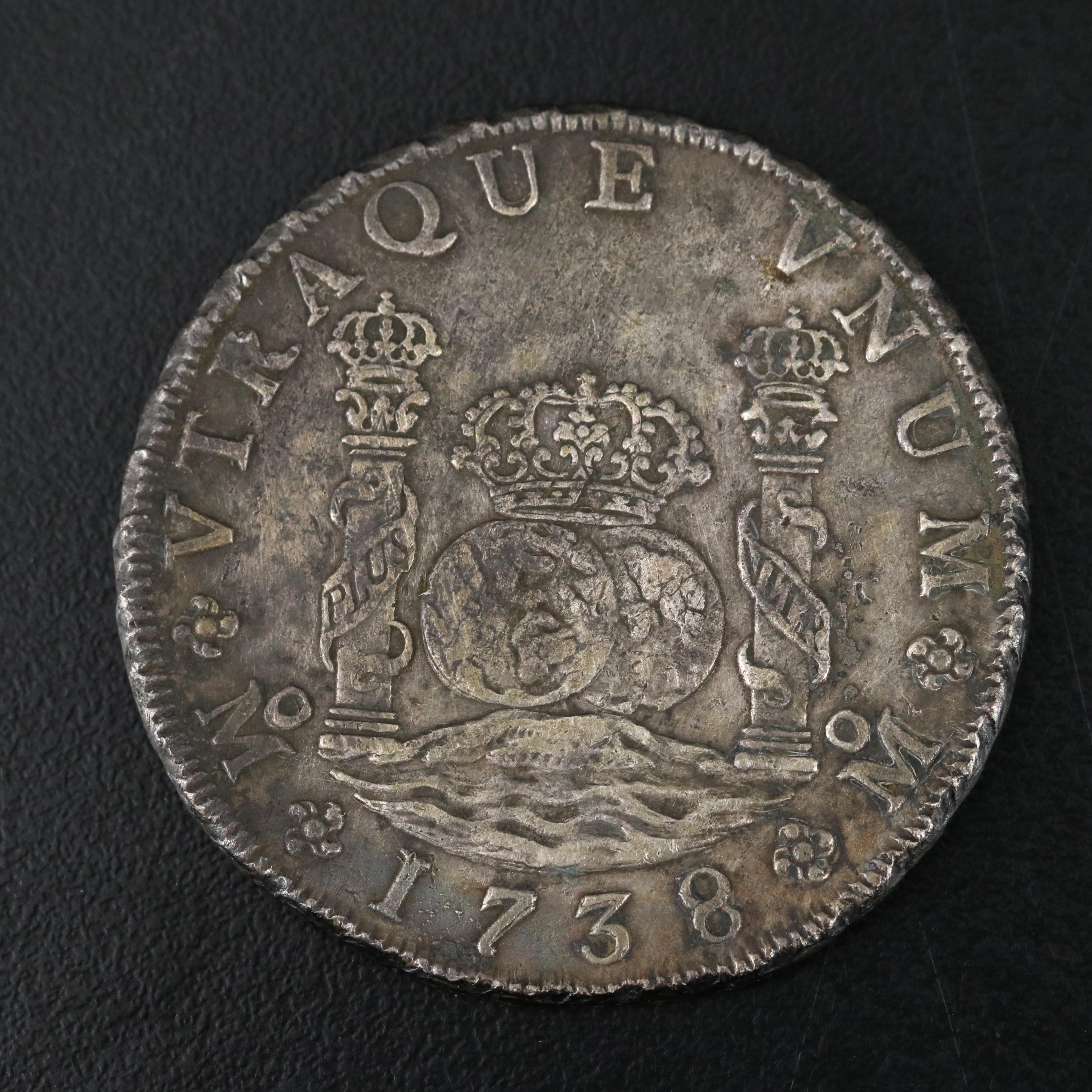 1738 Spanish Colonial Mexico 8-Reales "Piece of Eight" Silver Coin