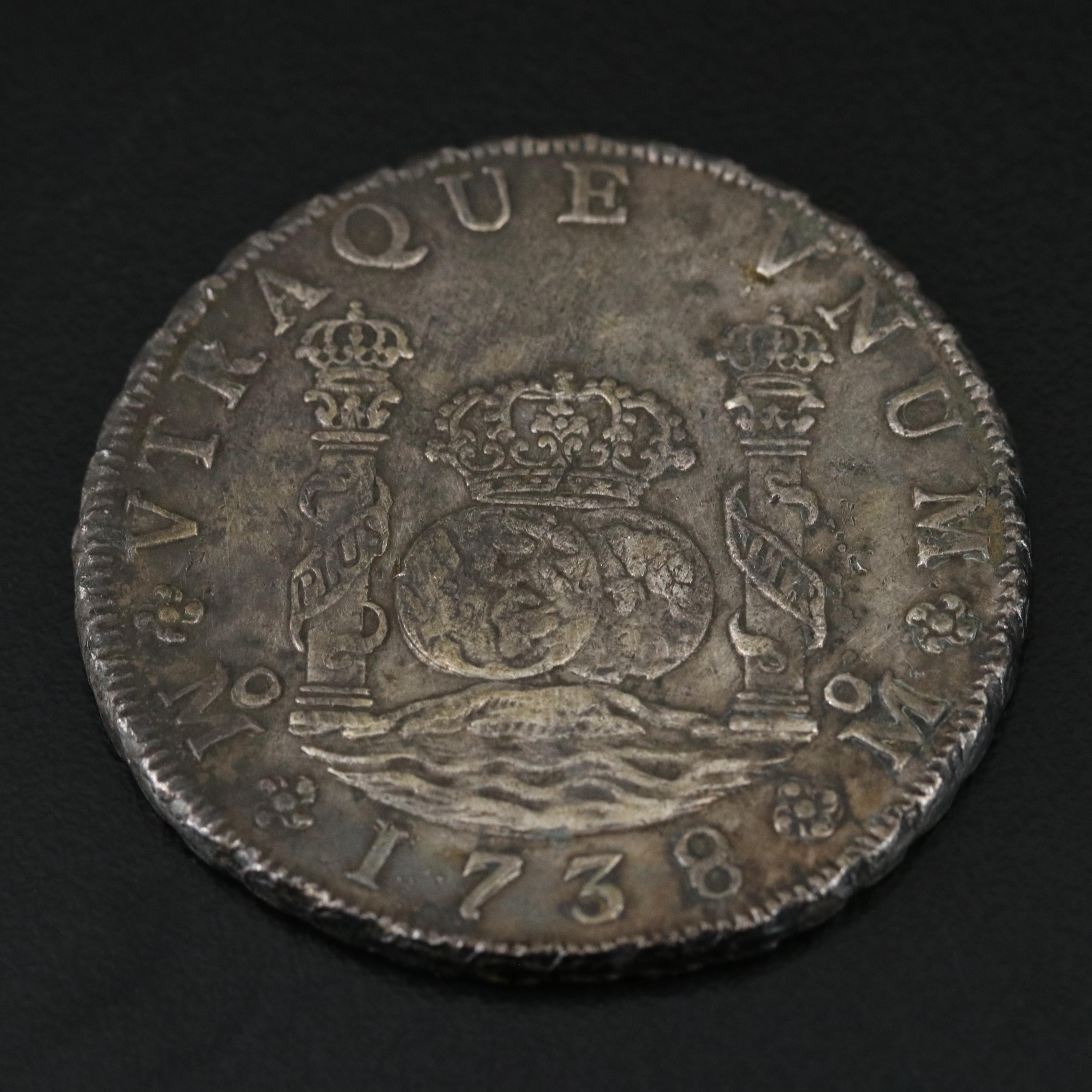 1738 Spanish Colonial Mexico 8-Reales "Piece of Eight" Silver Coin