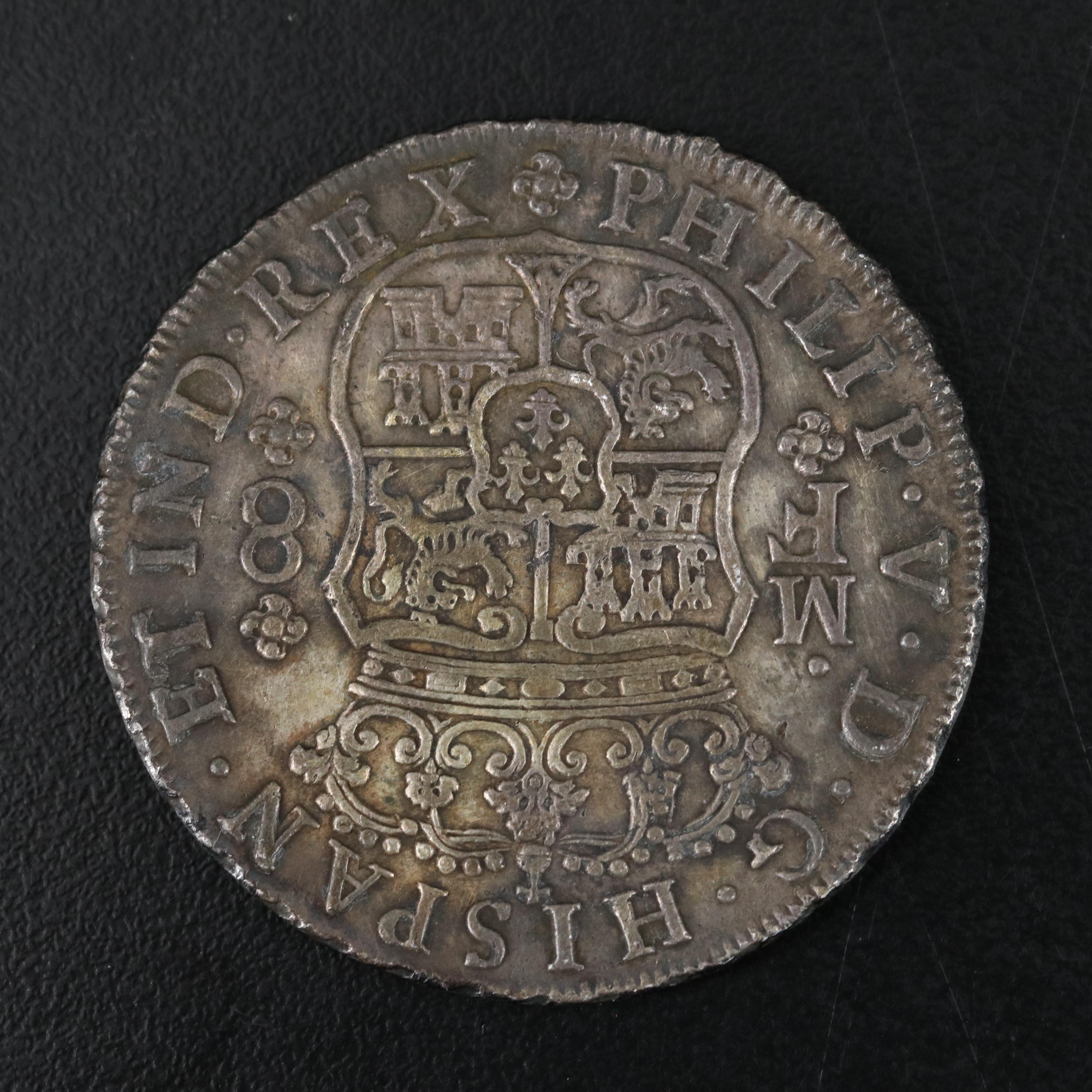 1738 Spanish Colonial Mexico 8-Reales "Piece of Eight" Silver Coin