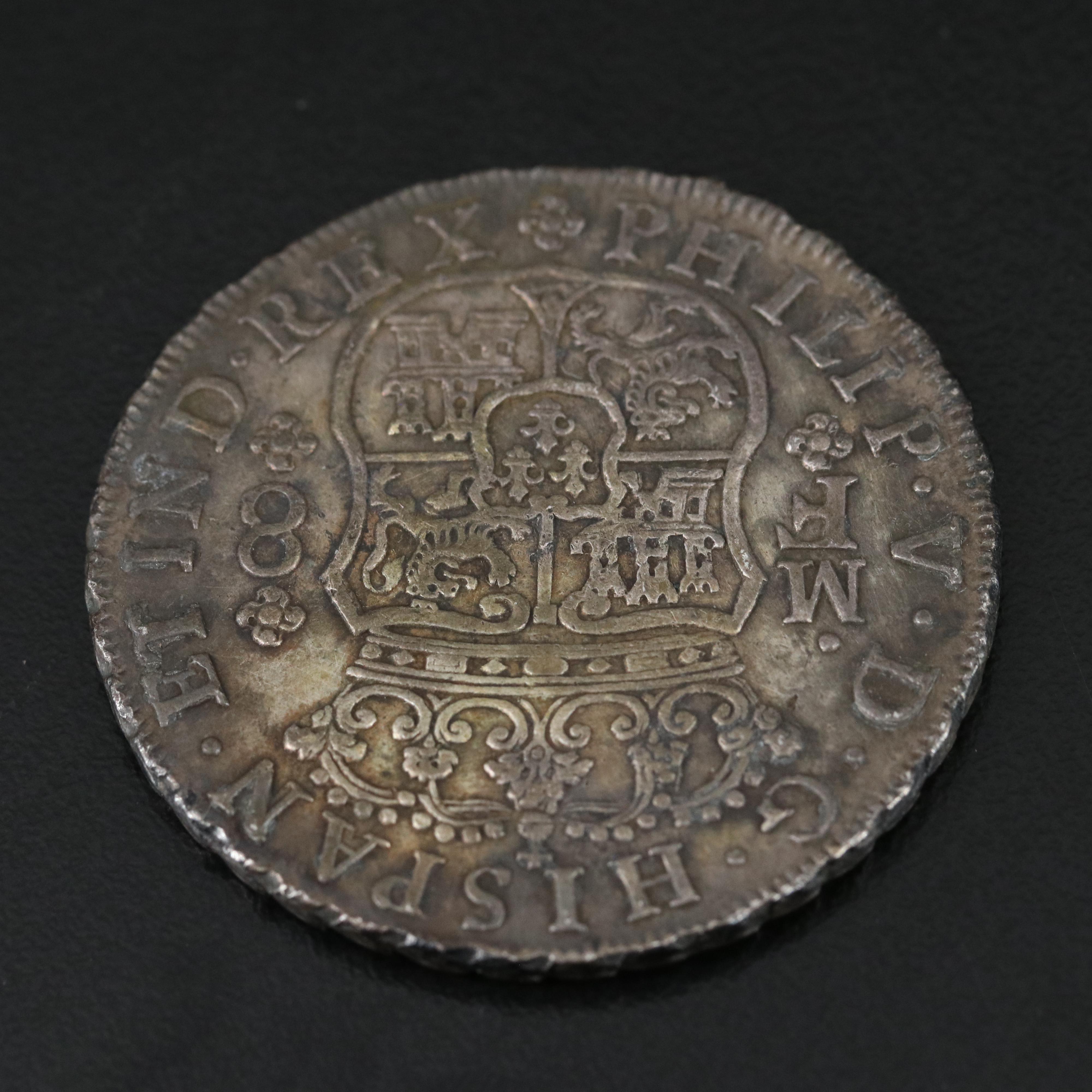 1738 Spanish Colonial Mexico 8-Reales "Piece of Eight" Silver Coin