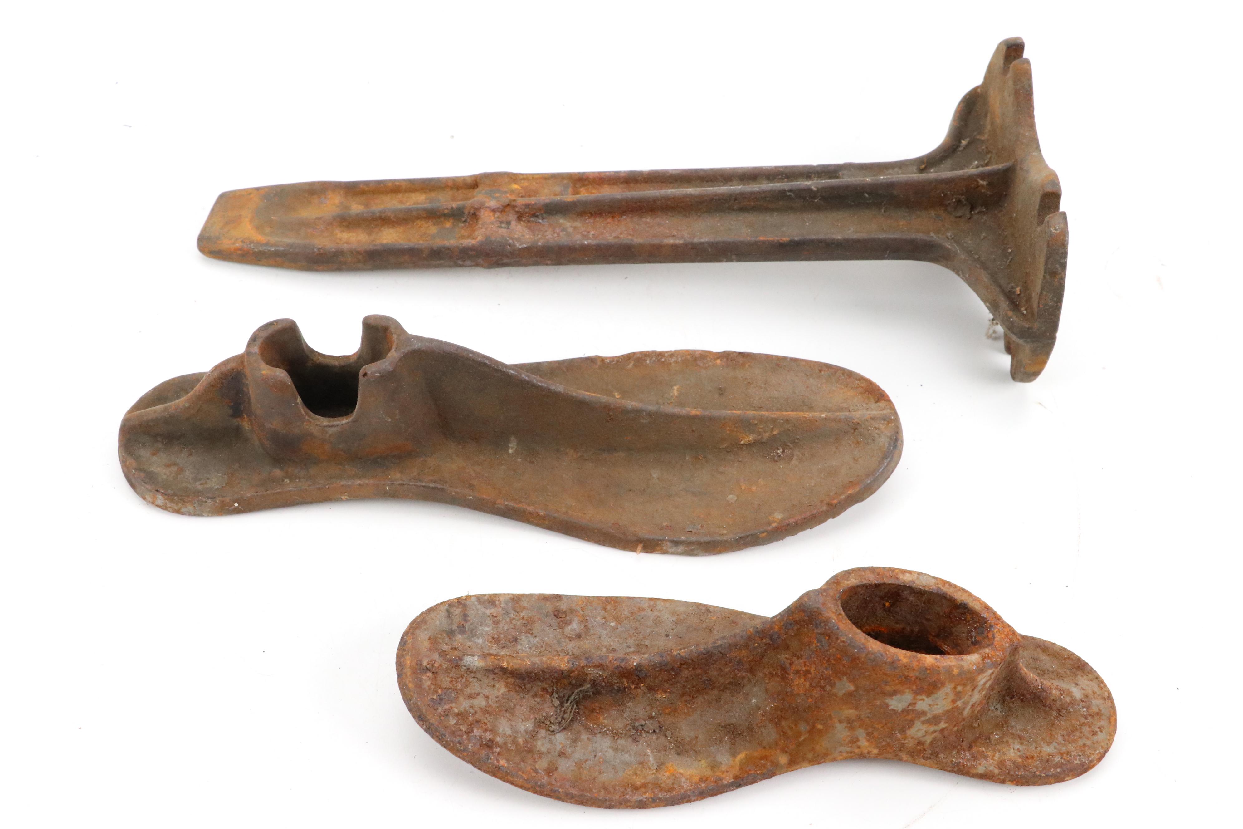Cast Iron Cobbler Shoe Forms, Grain Scoop, Funnel, Horse Hames and More