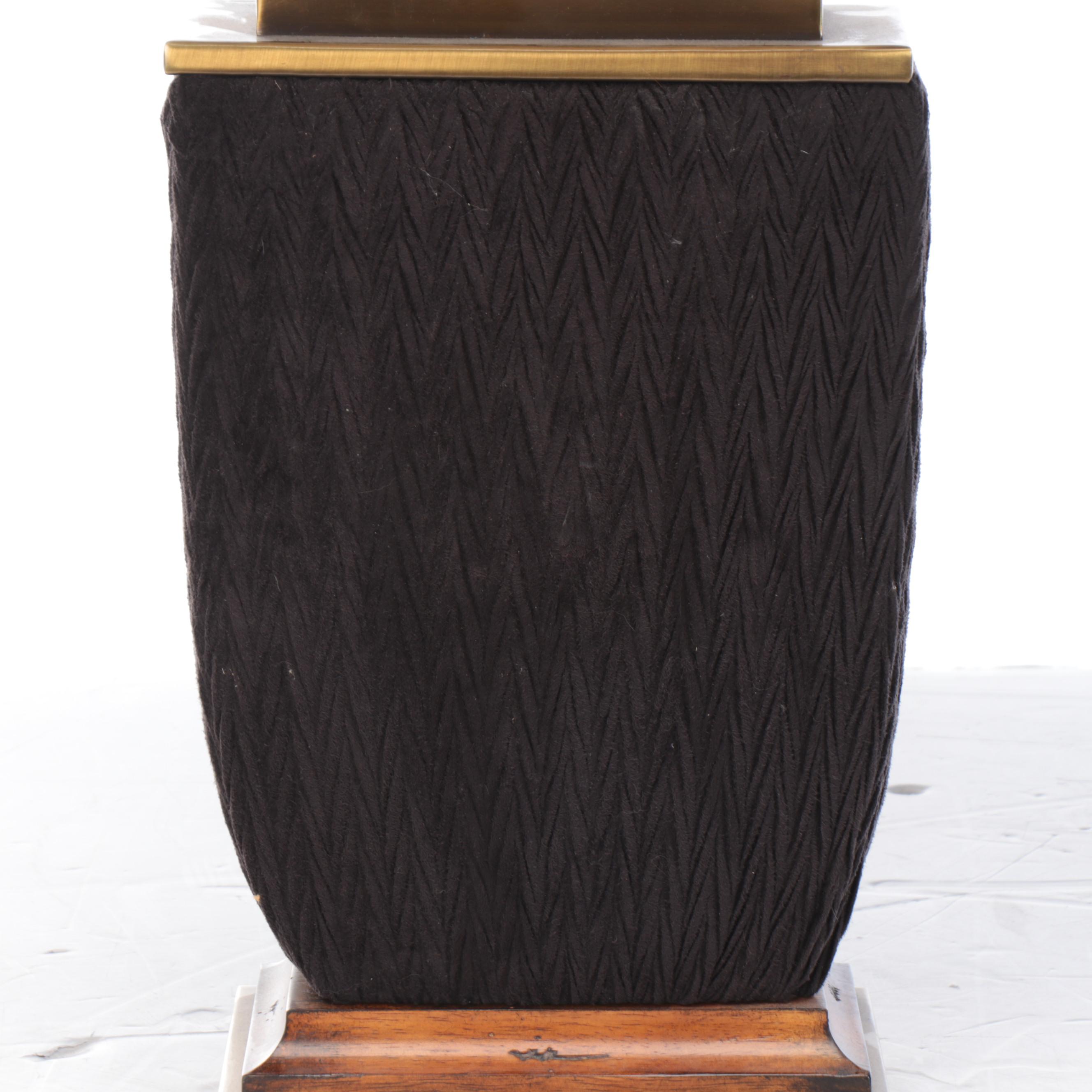 Textured Fabric-Wrapped Urn Table Lamps with Silk Shades, 21st Century