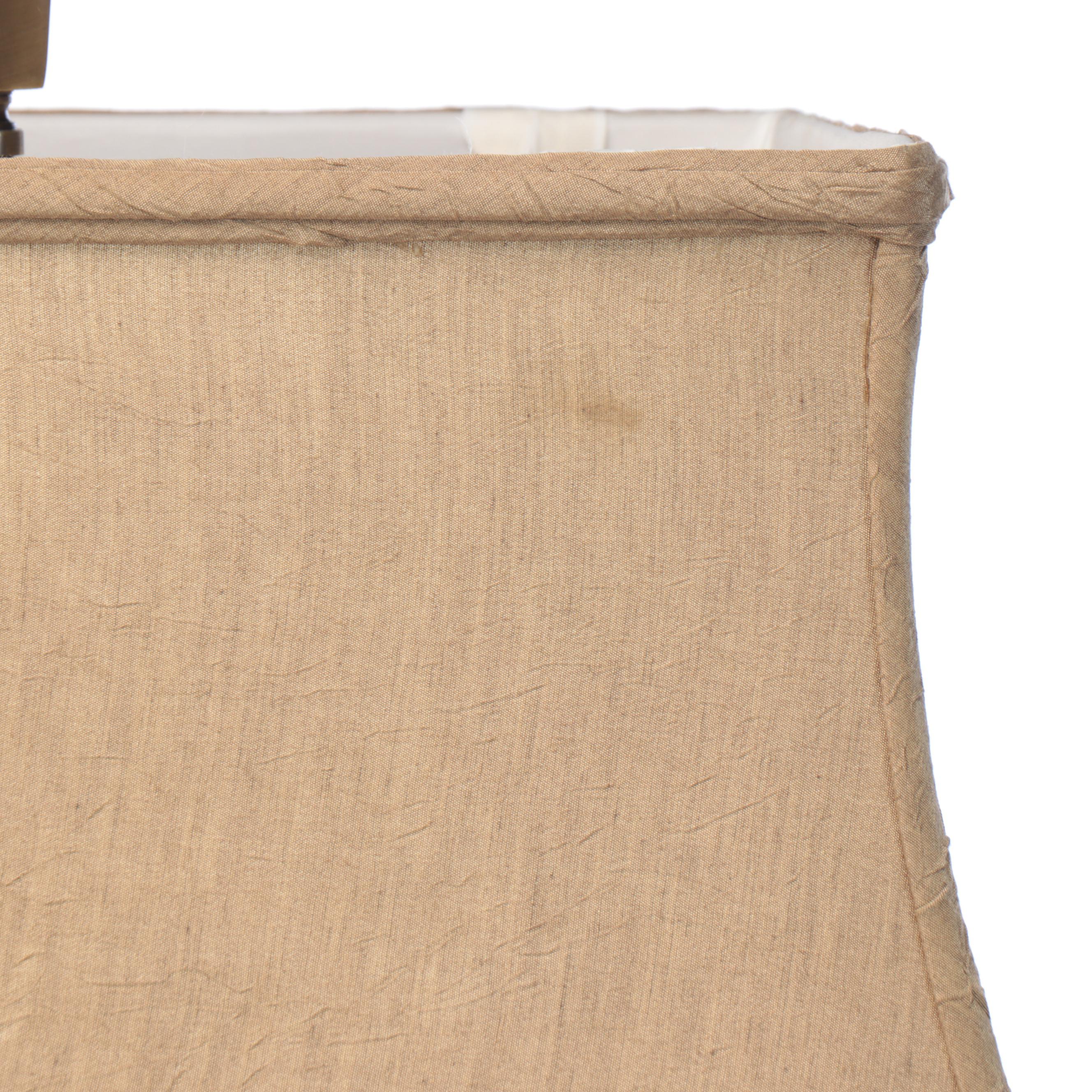 Textured Fabric-Wrapped Urn Table Lamps with Silk Shades, 21st Century