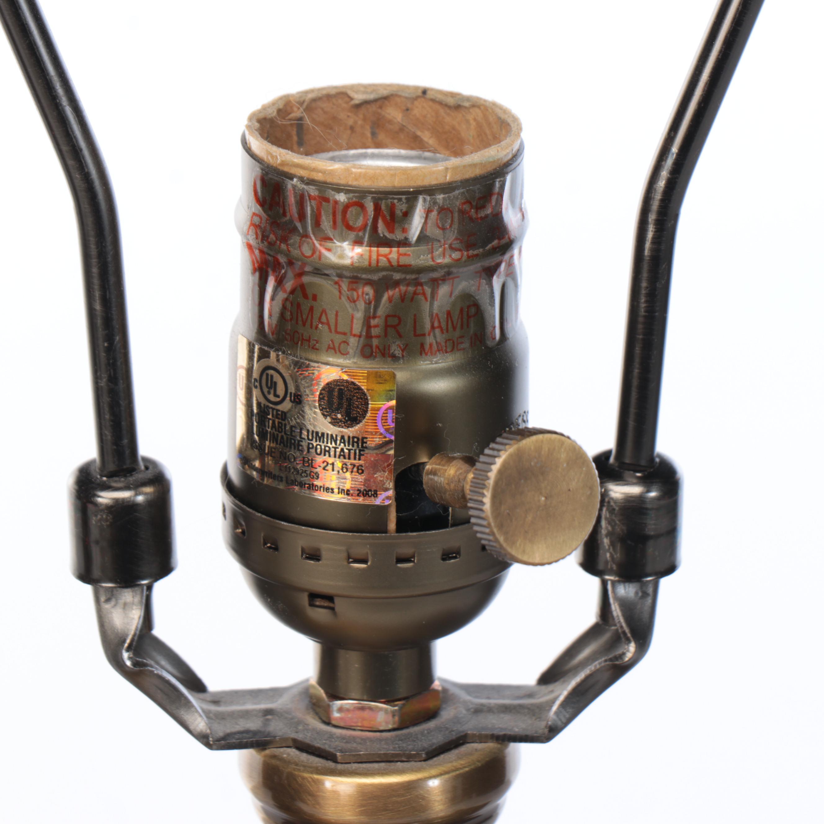 Textured Fabric-Wrapped Urn Table Lamps with Silk Shades, 21st Century