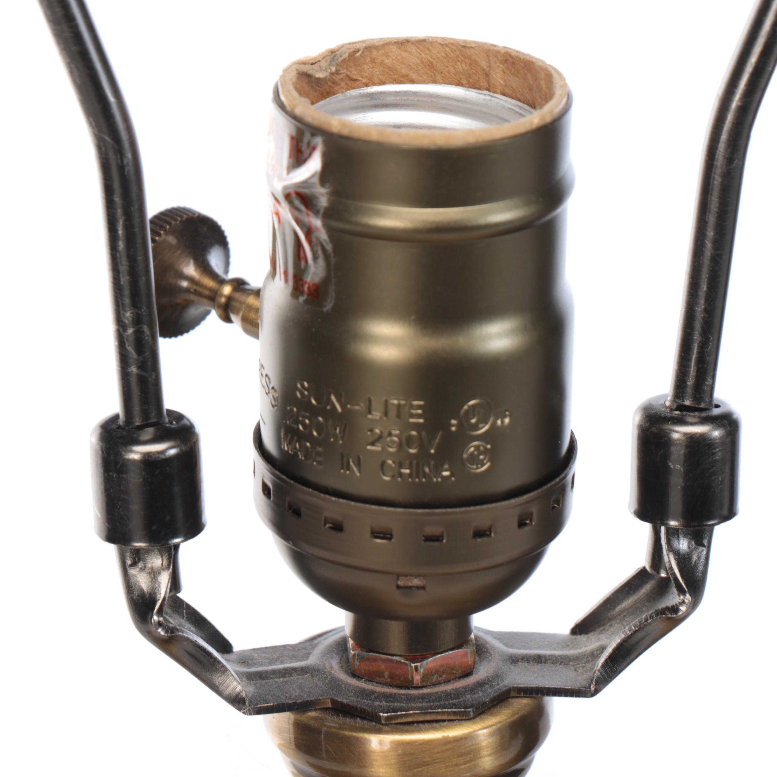 Textured Fabric-Wrapped Urn Table Lamps with Silk Shades, 21st Century