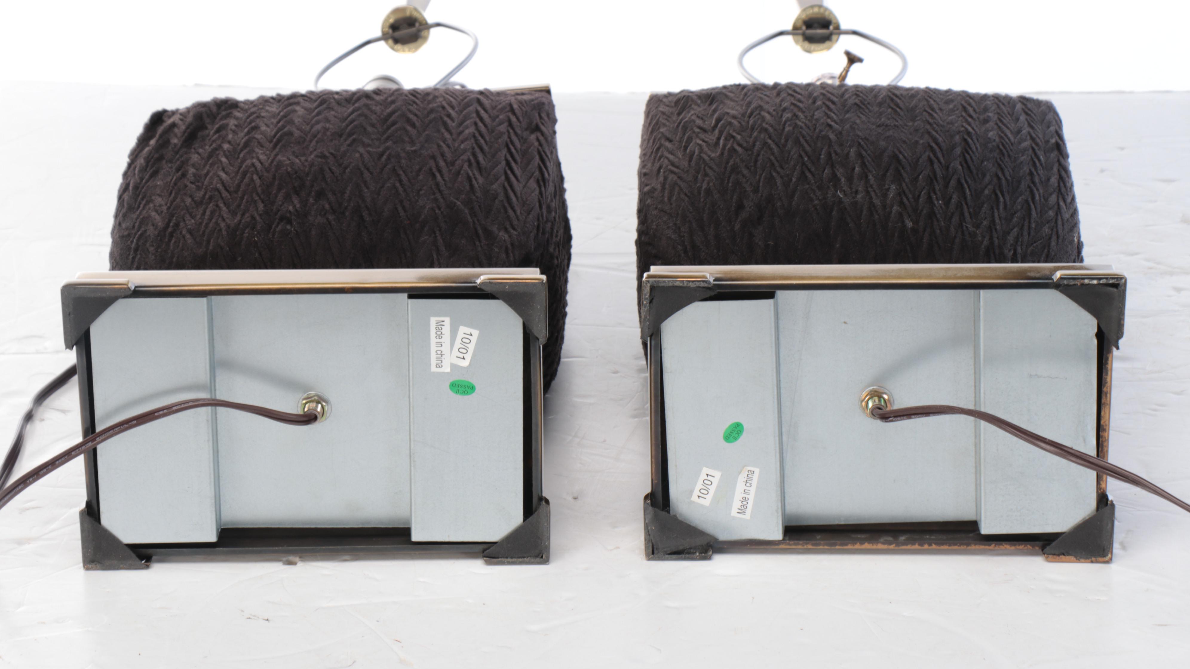 Textured Fabric-Wrapped Urn Table Lamps with Silk Shades, 21st Century