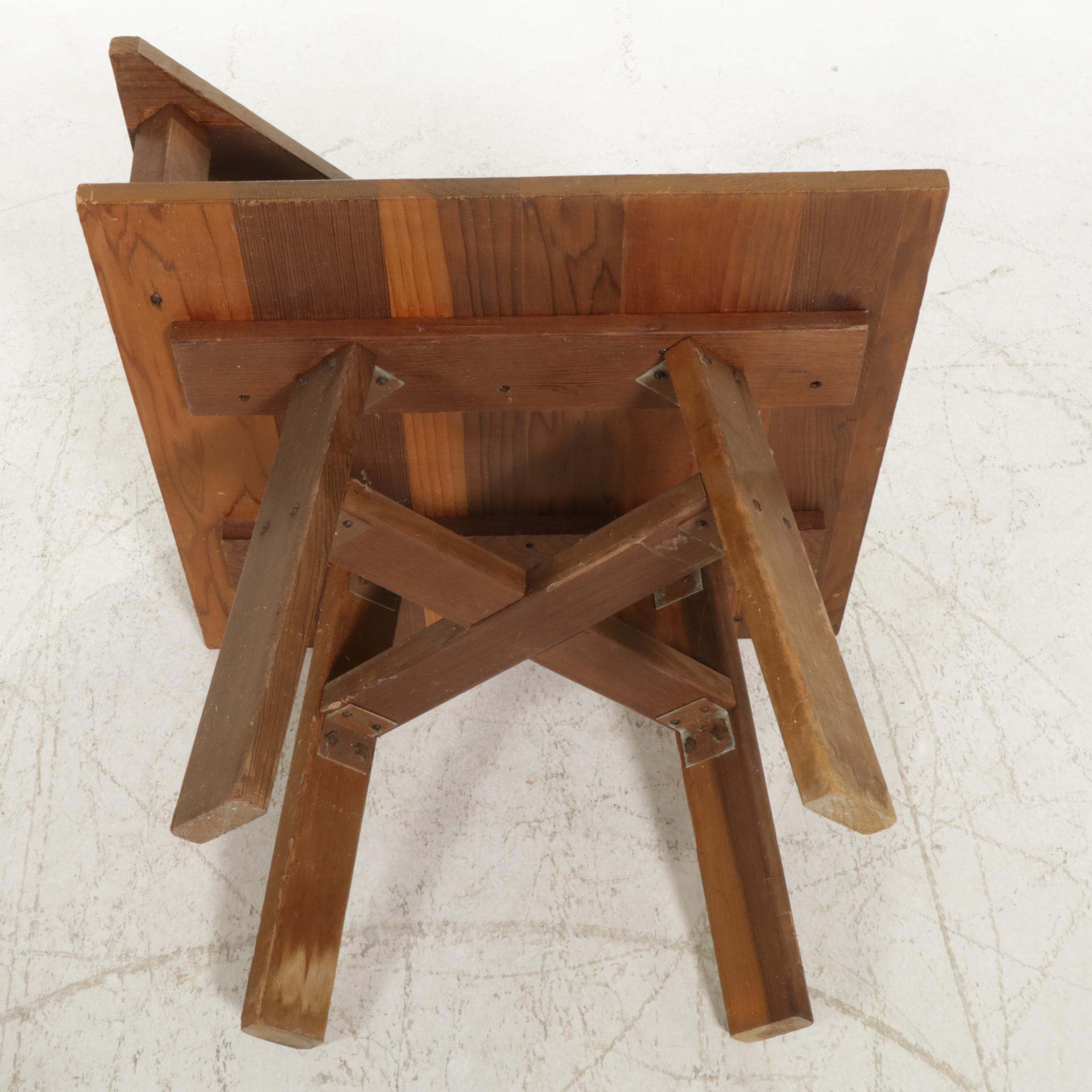 Mid Century  Modern Pine Corner End Table