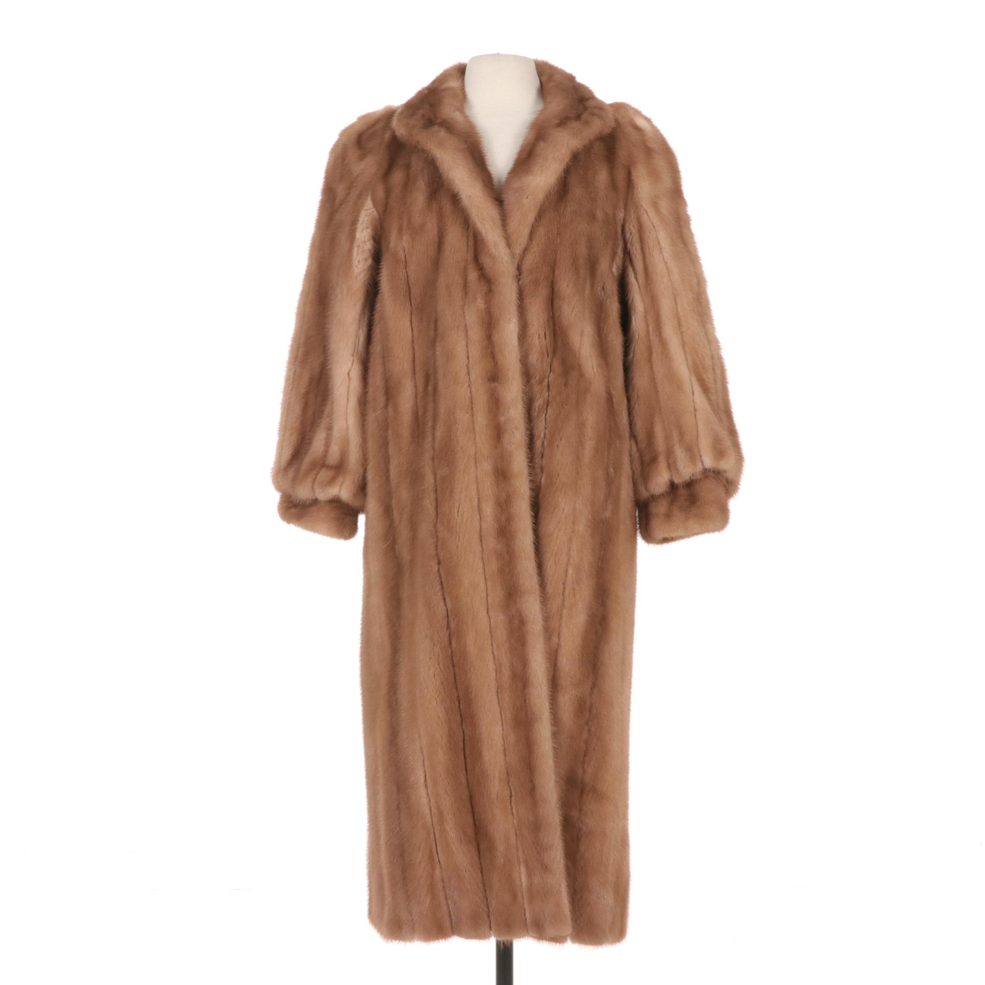 Cameo Room Long Fawn Mink Fur Coat