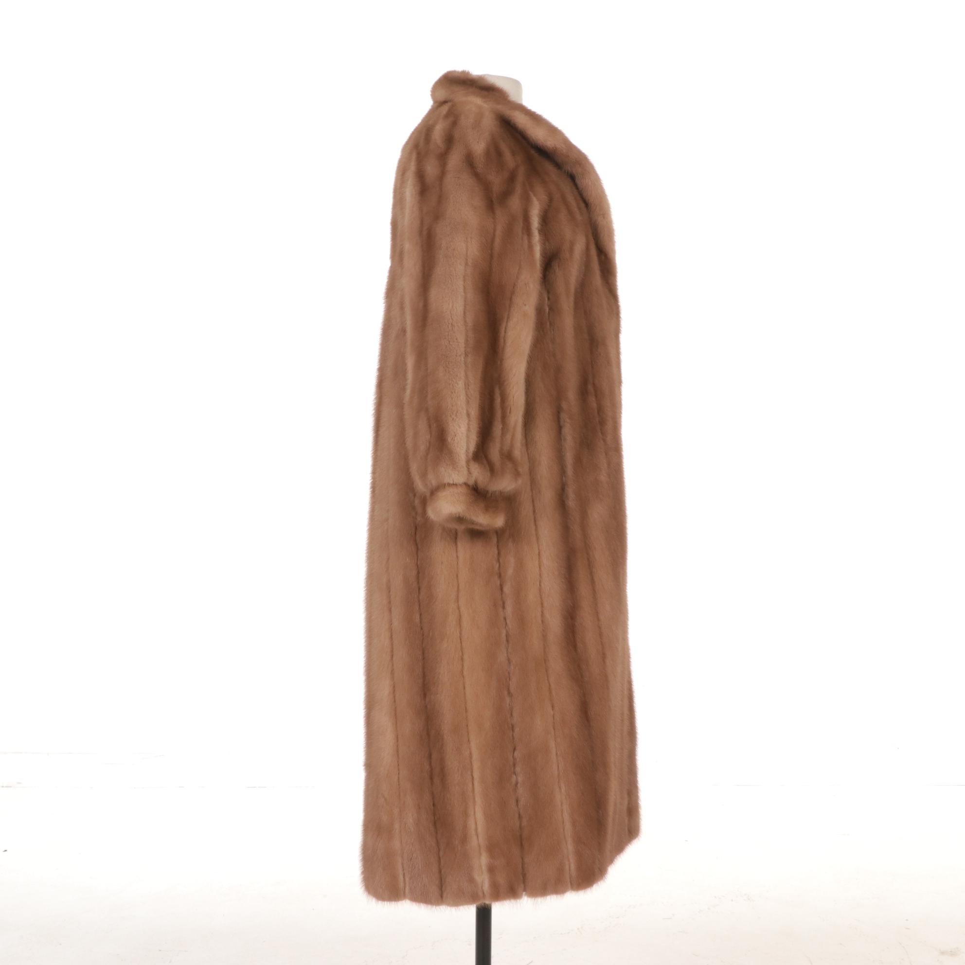 Cameo Room Long Fawn Mink Fur Coat