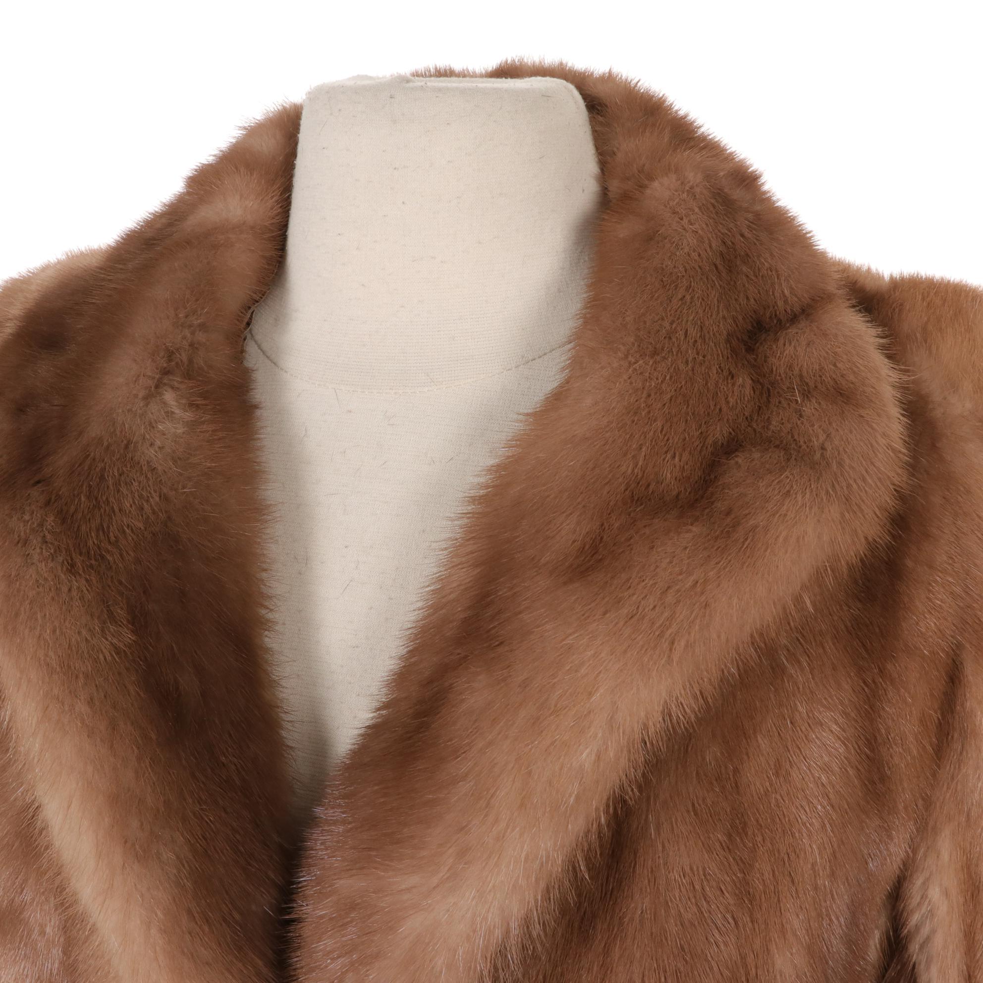 Cameo Room Long Fawn Mink Fur Coat