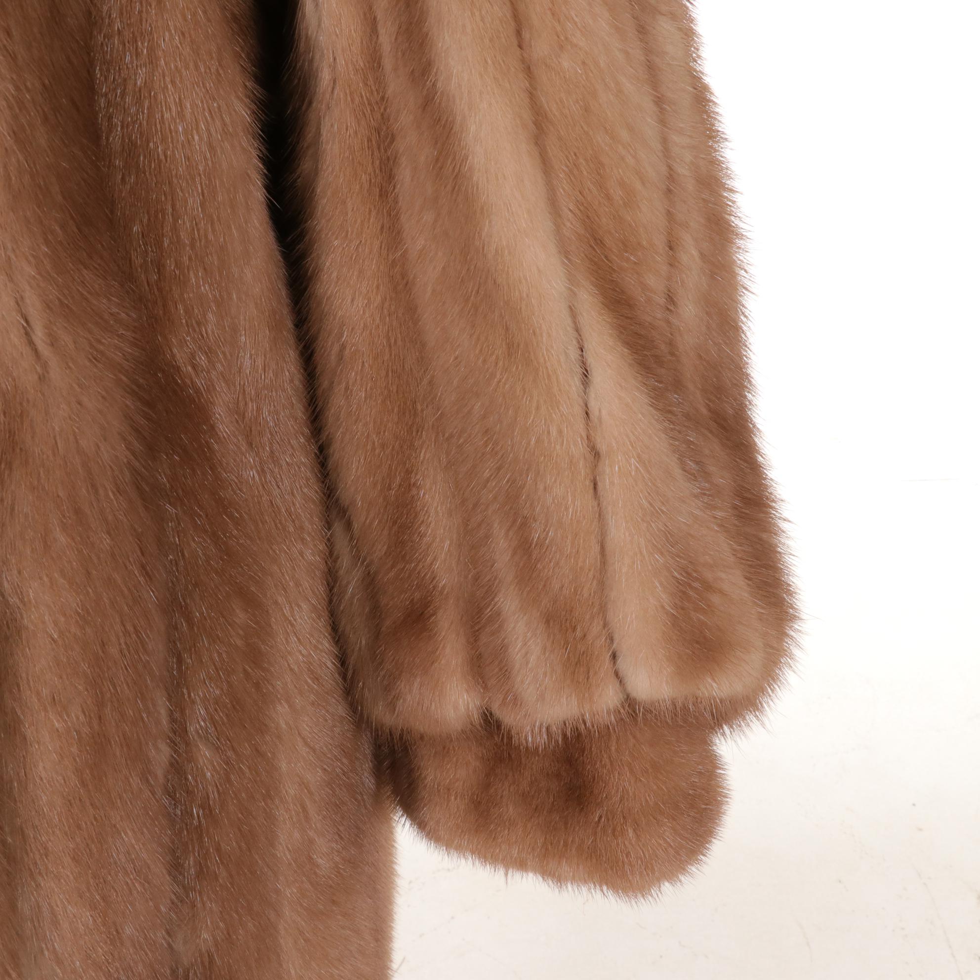 Cameo Room Long Fawn Mink Fur Coat