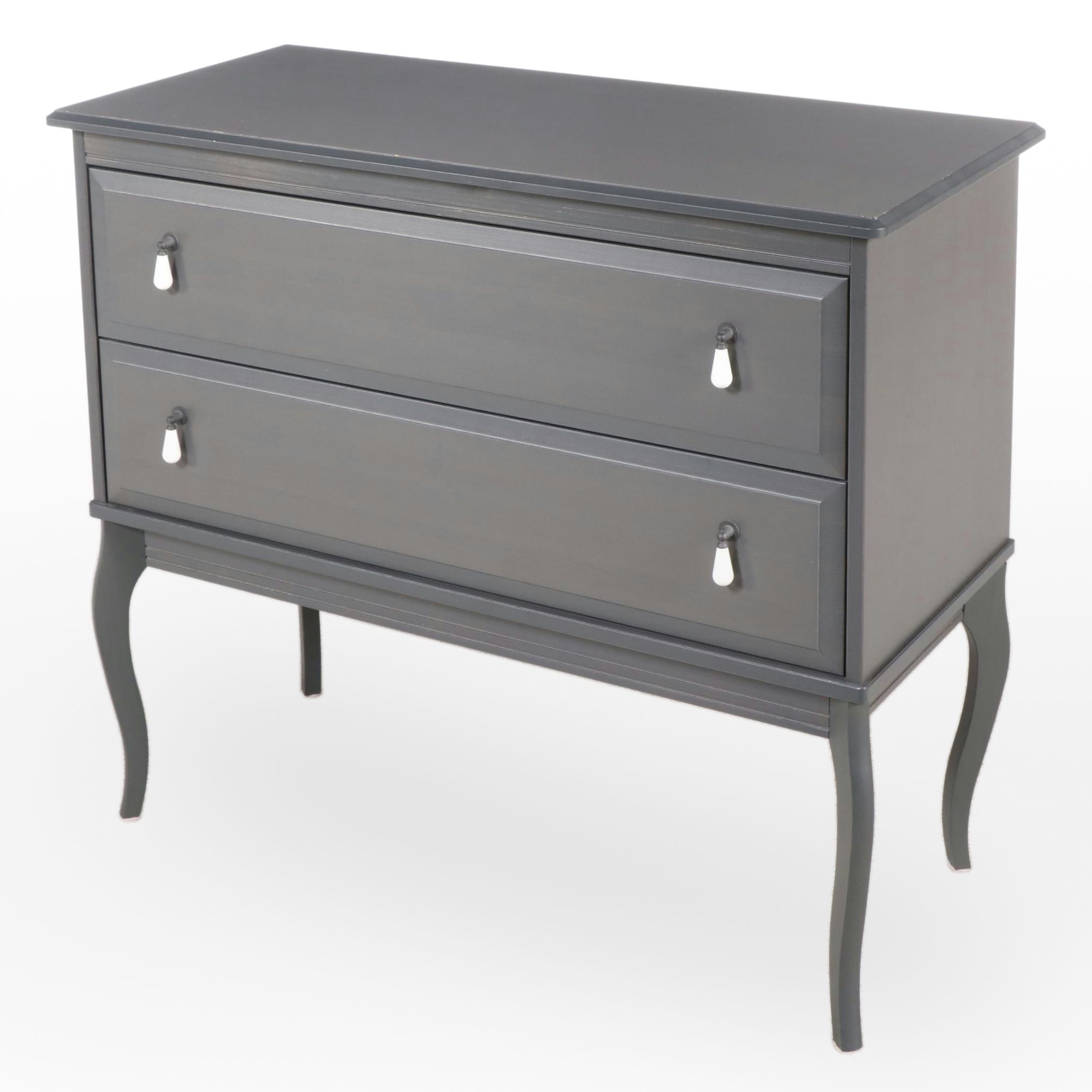 IKEA "Edland" Louis XV Style Grey-Painted Two-Drawer Chest