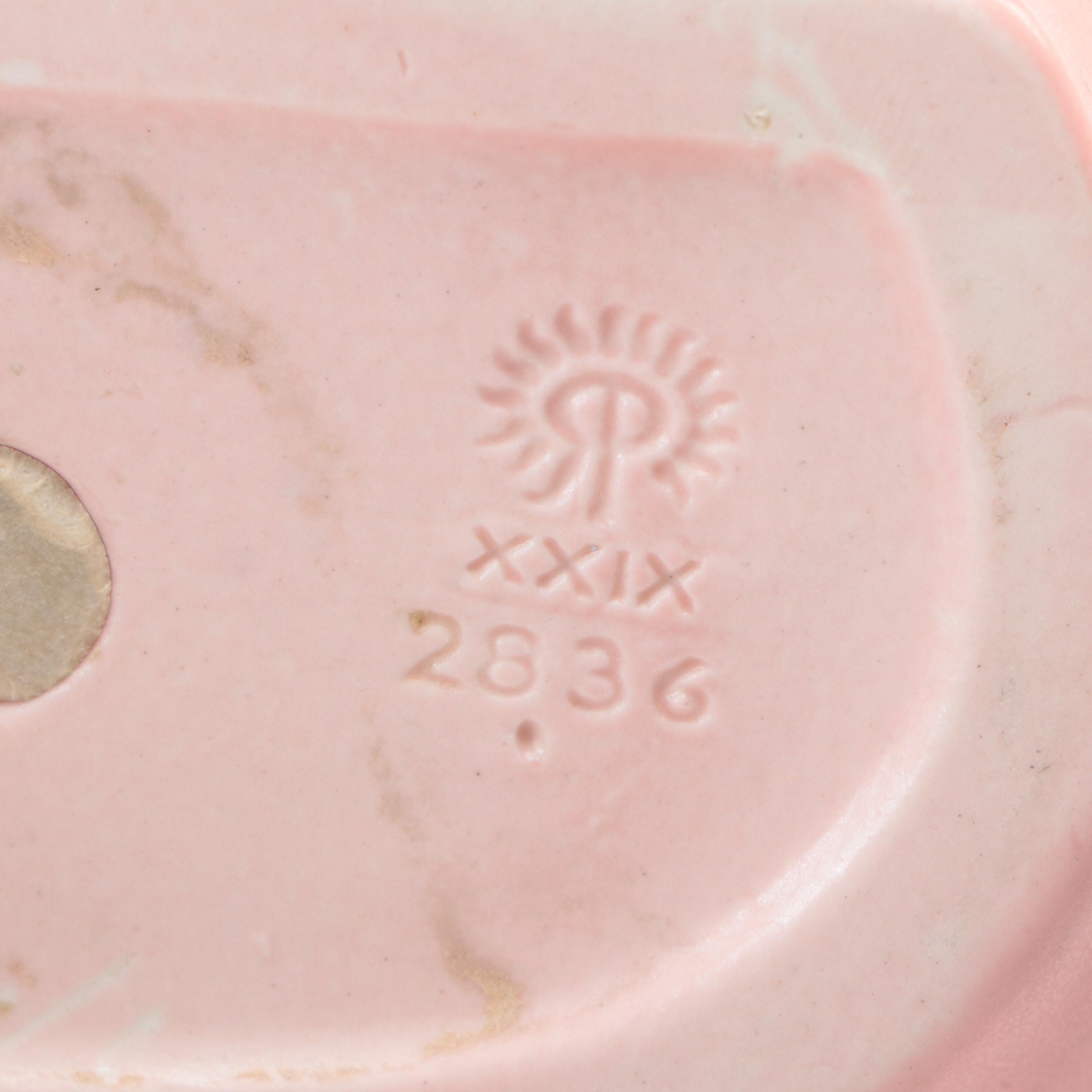 Rookwood Pottery Matte Pink Glazed Ceramic Water Lilly Bookends, 1929