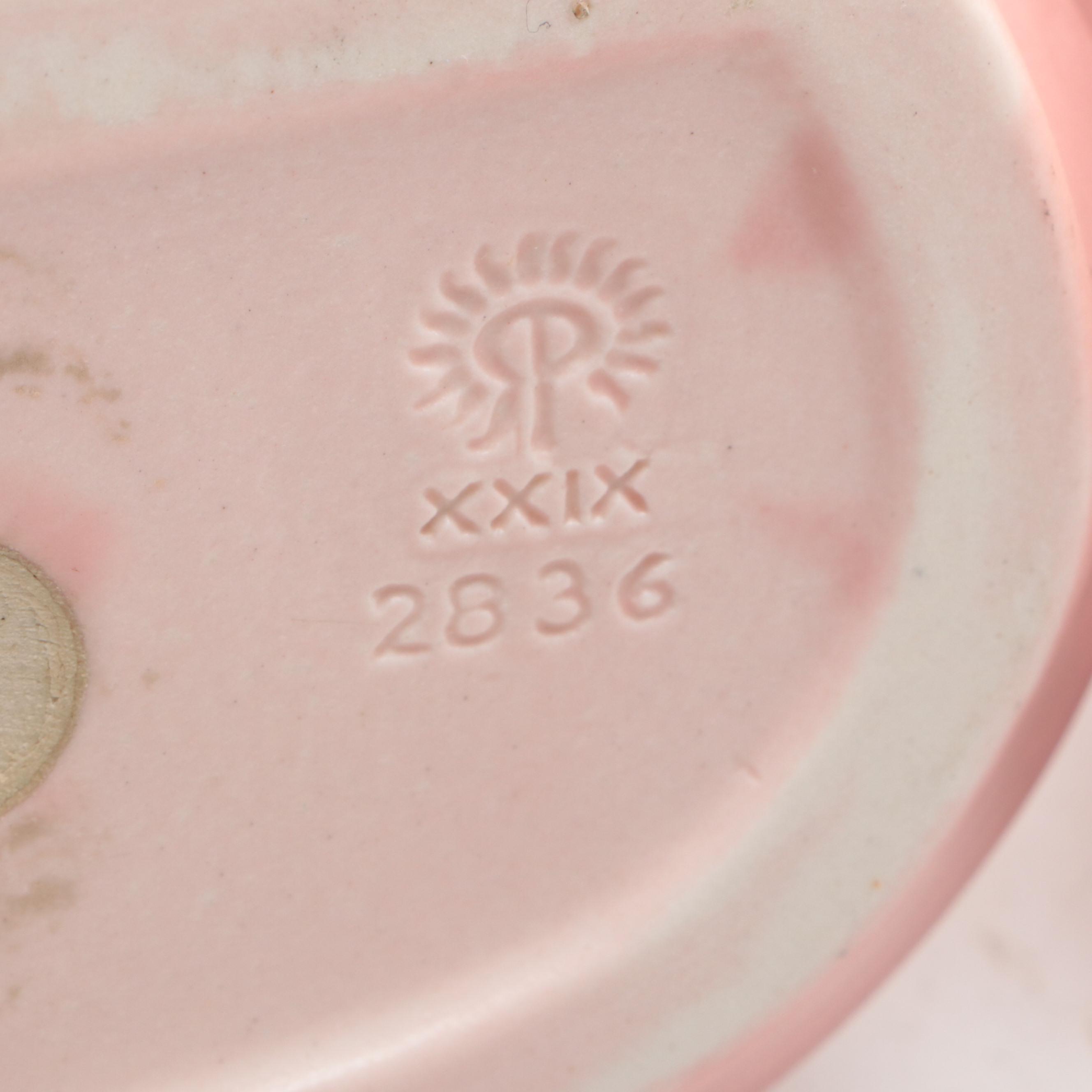 Rookwood Pottery Matte Pink Glazed Ceramic Water Lilly Bookends, 1929