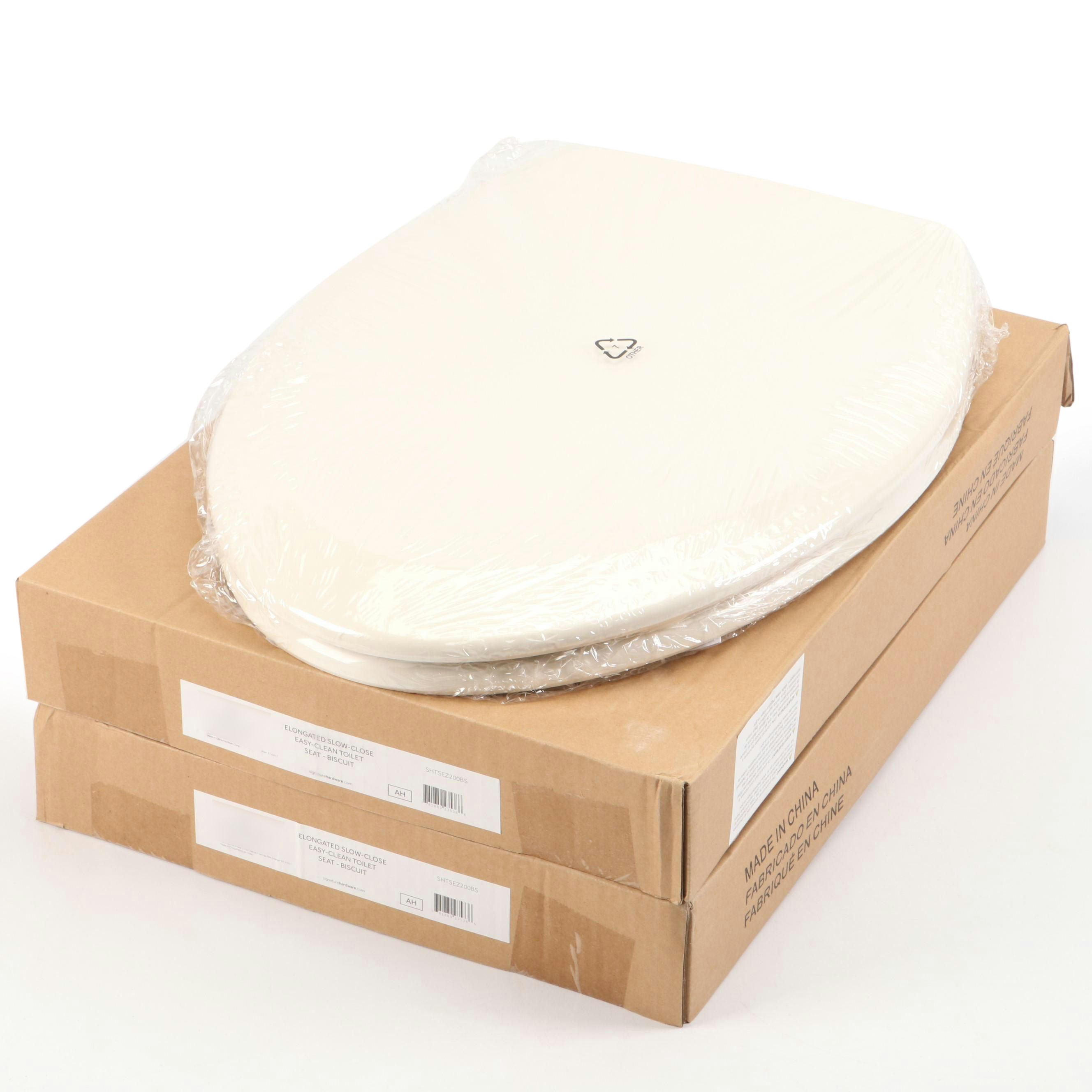 Elongated SlowClose EasyClean Toilet Seats in Biscuit Everything