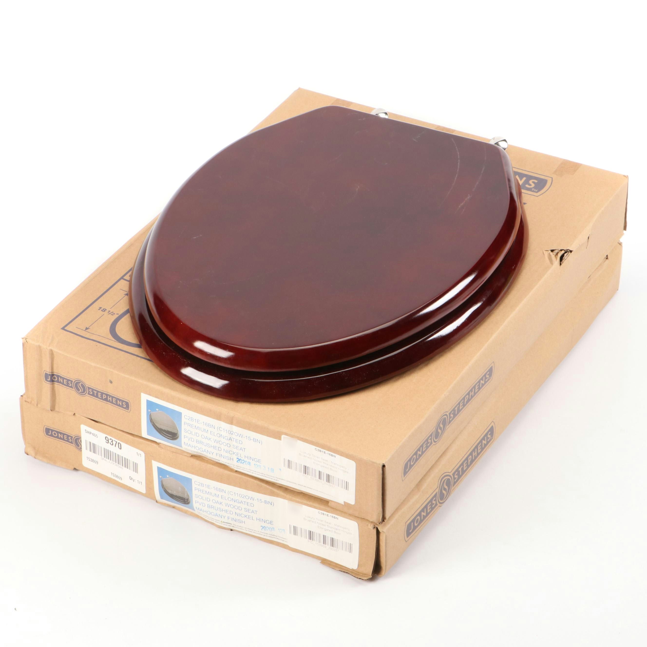 Jones Stephens Solid Oak Elongated Toilet Seats in Mahogany Finish Everything But The House