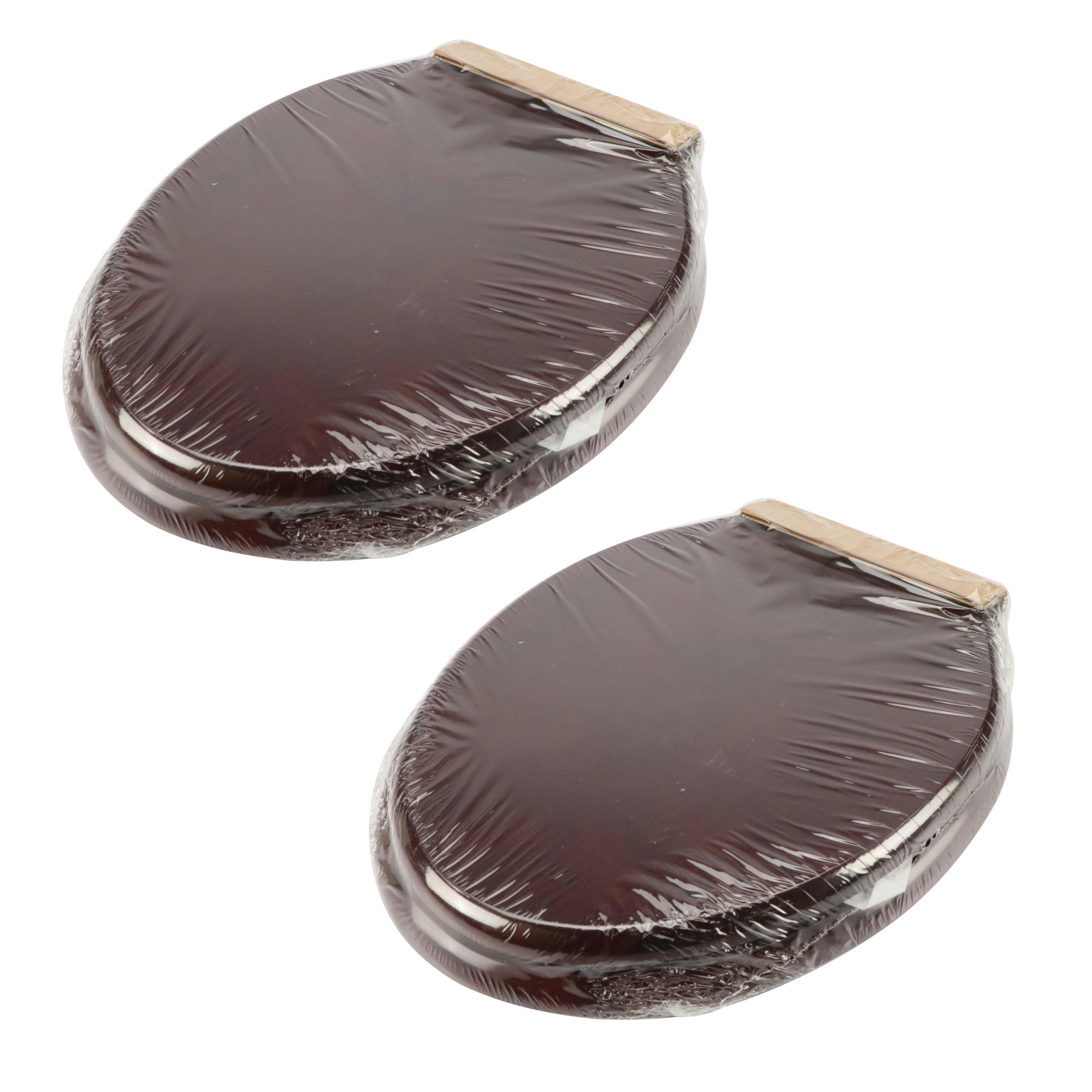 Jones Stephens Solid Oak Elongated Toilet Seats in Mahogany Finish