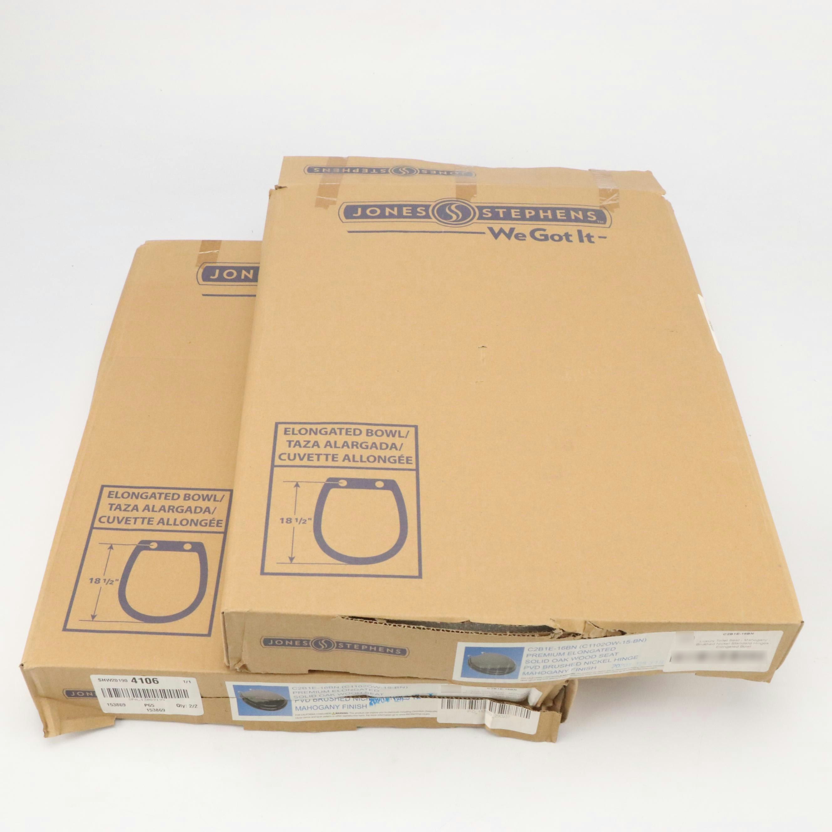 Jones Stephens Solid Oak Elongated Toilet Seats in Mahogany Finish