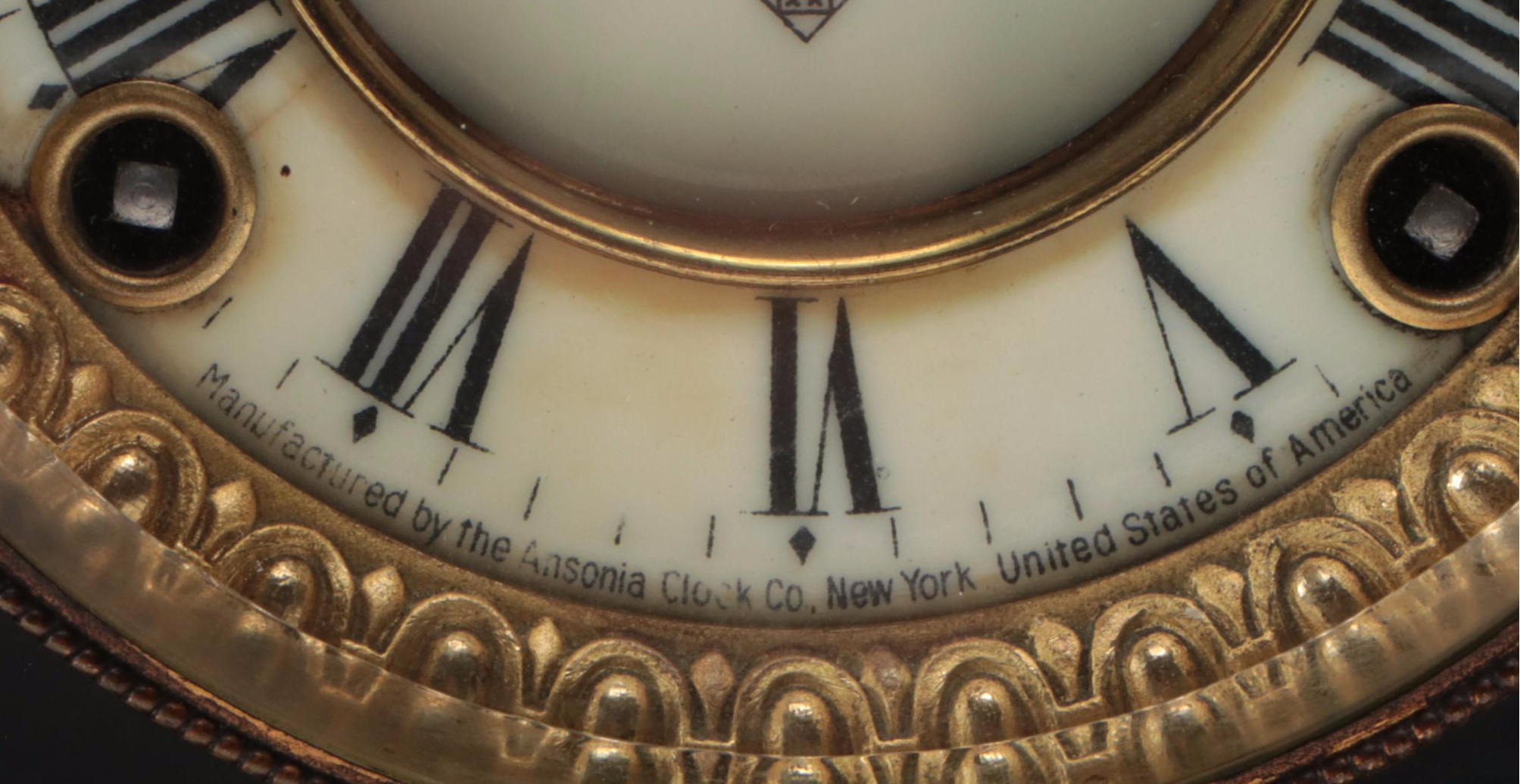 Ansonia "Loire" Enameled Iron Pillar Mantel Clock, Late 19th Century