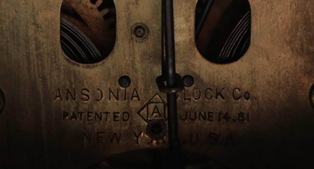 Ansonia "Loire" Enameled Iron Pillar Mantel Clock, Late 19th Century