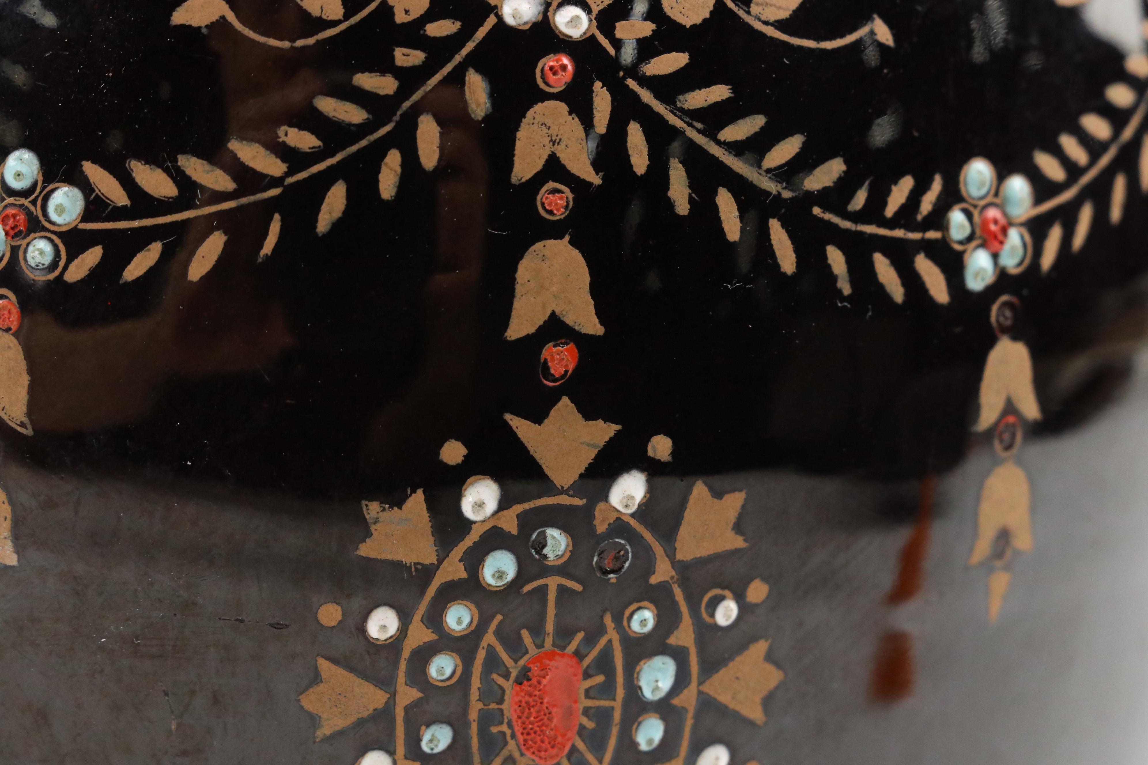 English Brown Betty Teapot with Moriage Accents with Souvenir Steins and Dishes