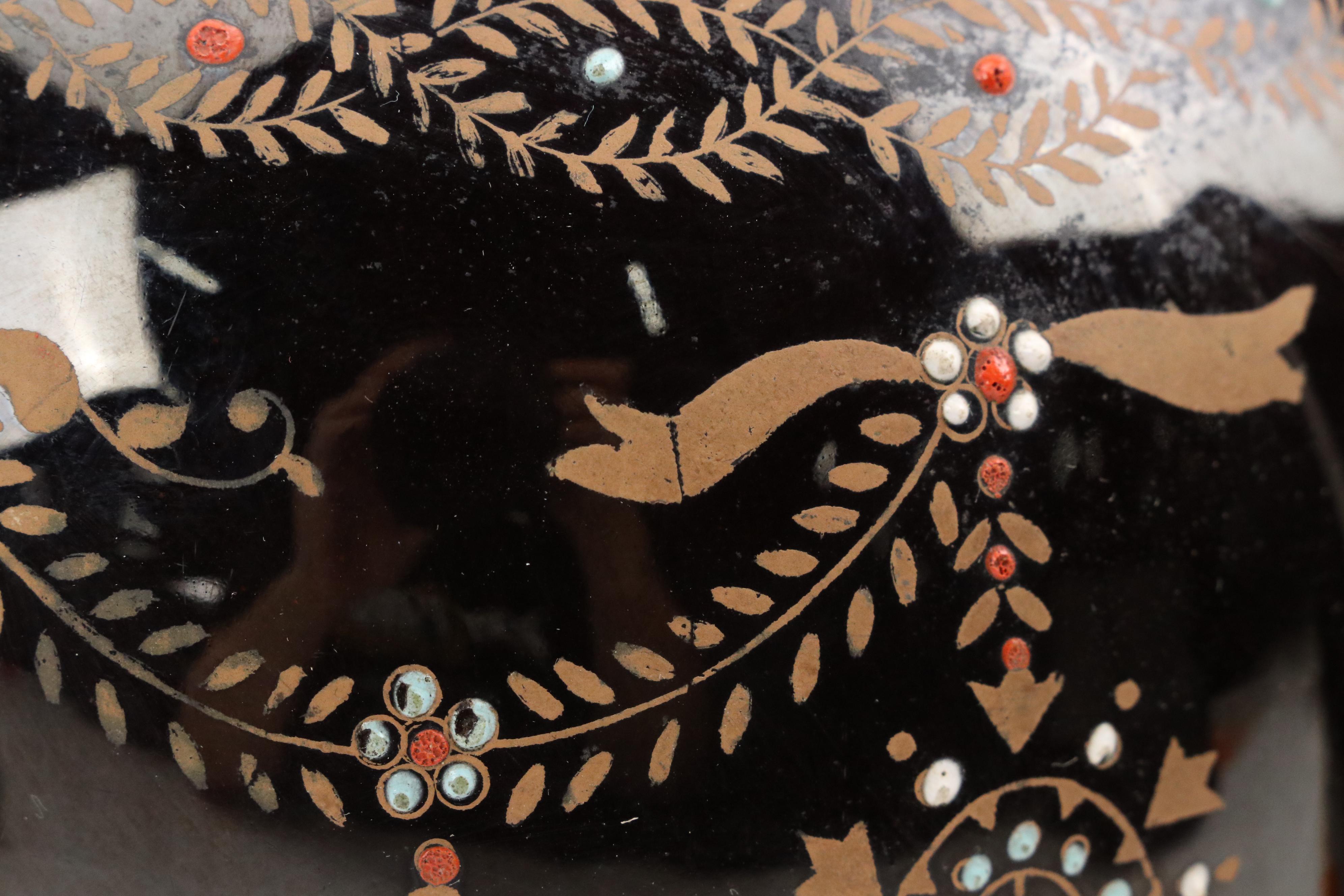 English Brown Betty Teapot with Moriage Accents with Souvenir Steins and Dishes