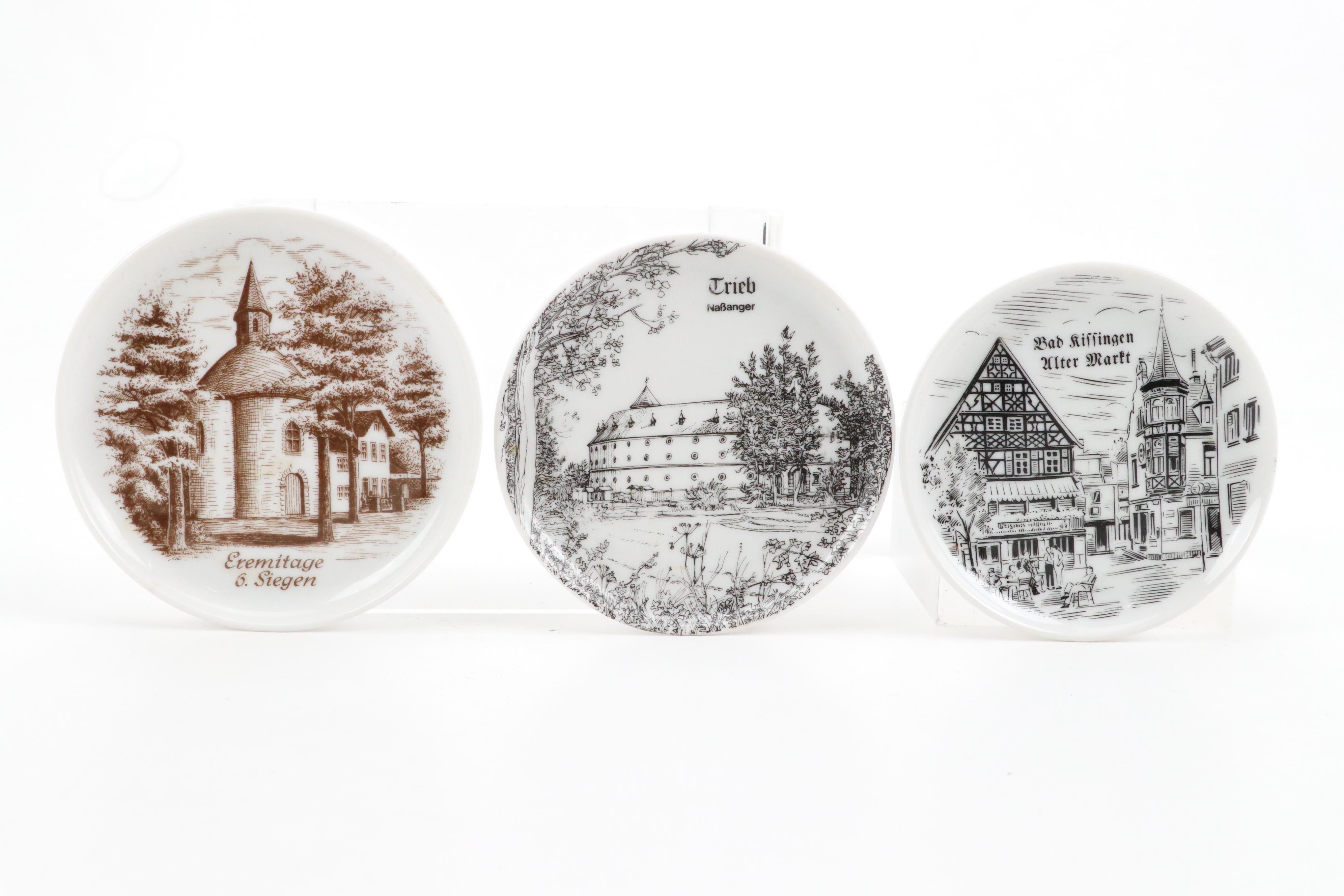 English Brown Betty Teapot with Moriage Accents with Souvenir Steins and Dishes