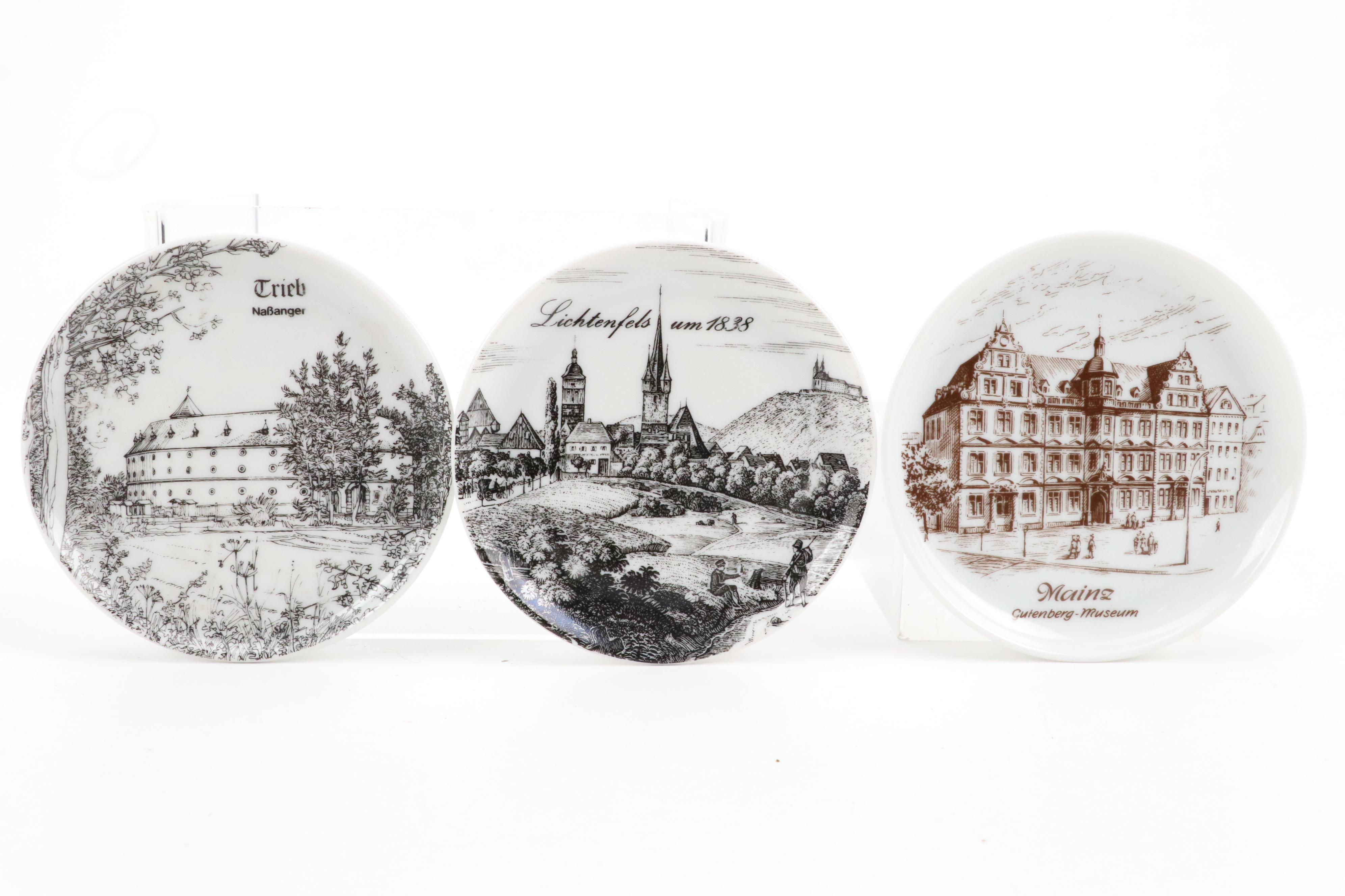 English Brown Betty Teapot with Moriage Accents with Souvenir Steins and Dishes