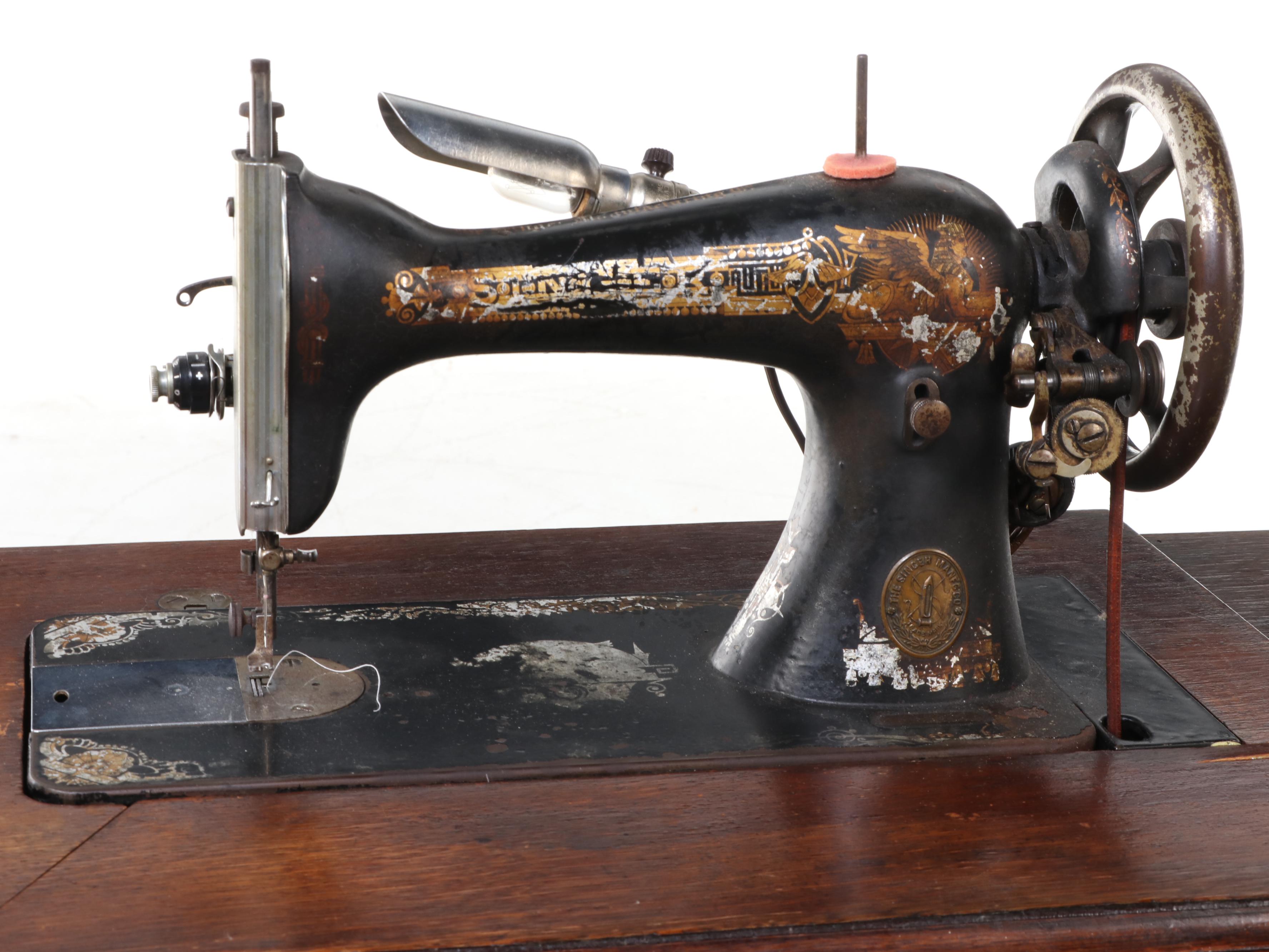 Singer Antique Sewing Machine with Treadle Table, Circa 1906