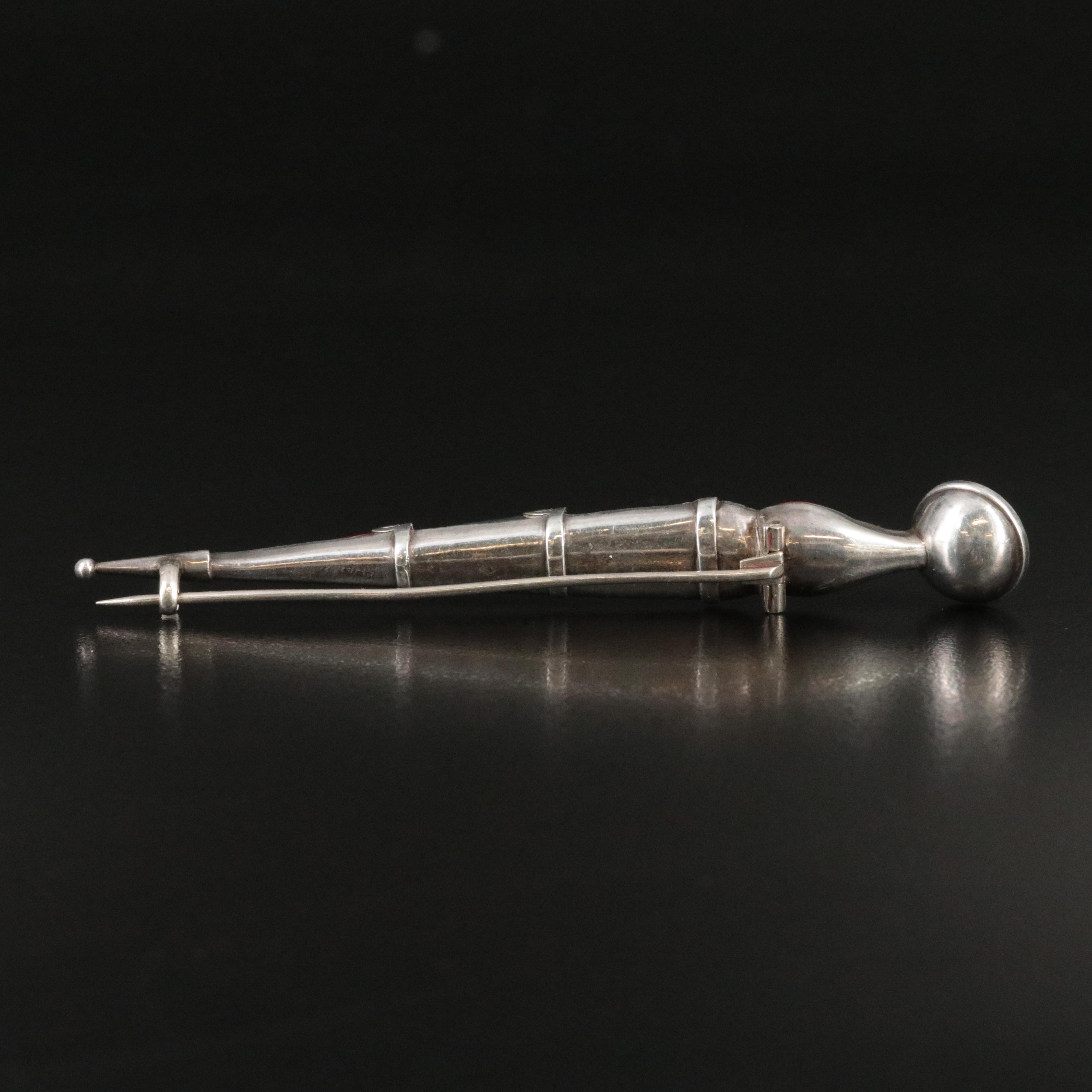 Antique Scottish 900 Silver Amethyst, Agate and Jasper Dirk Brooch